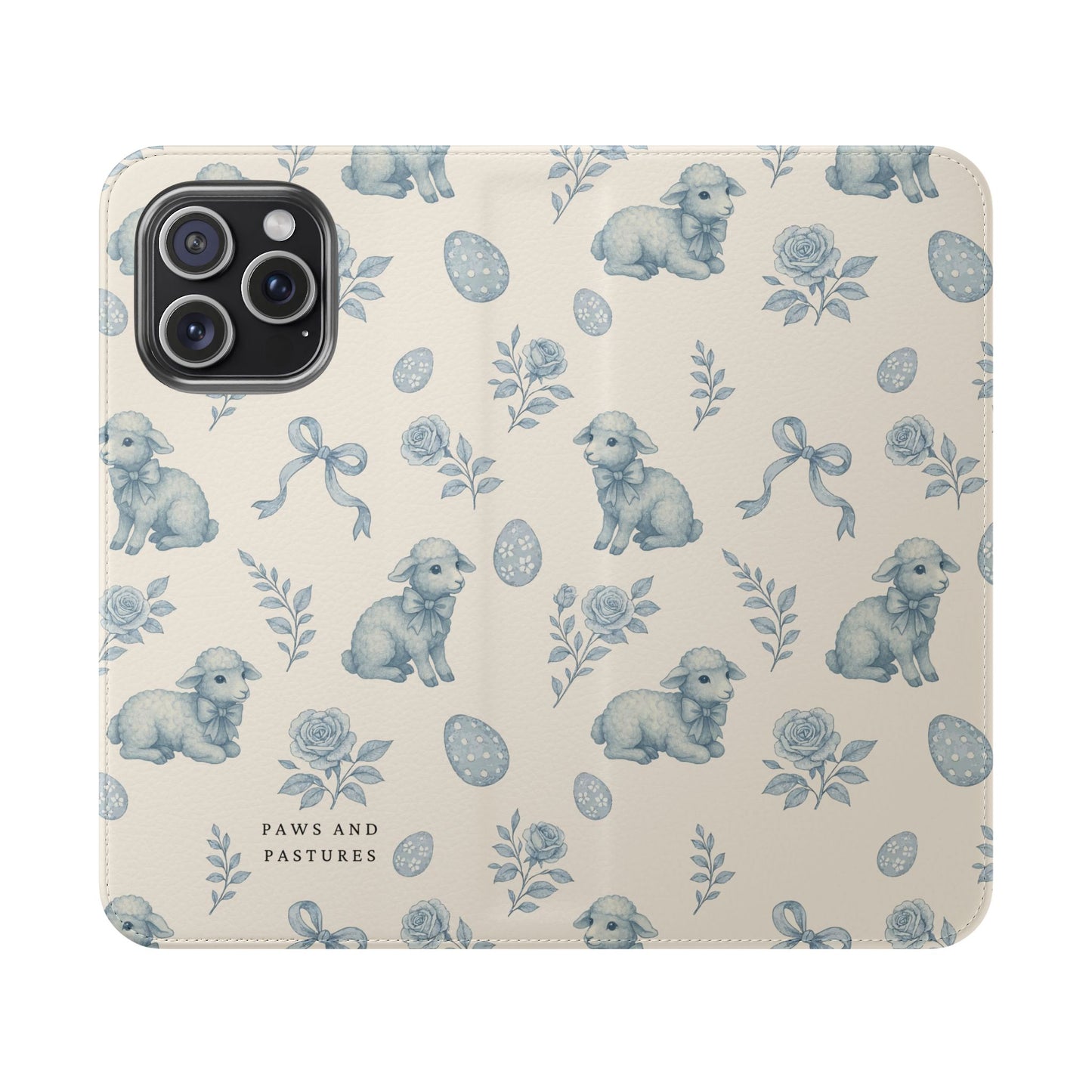 Flip Case — Pastel Blue Easter Lamb Pattern Phone Wallet