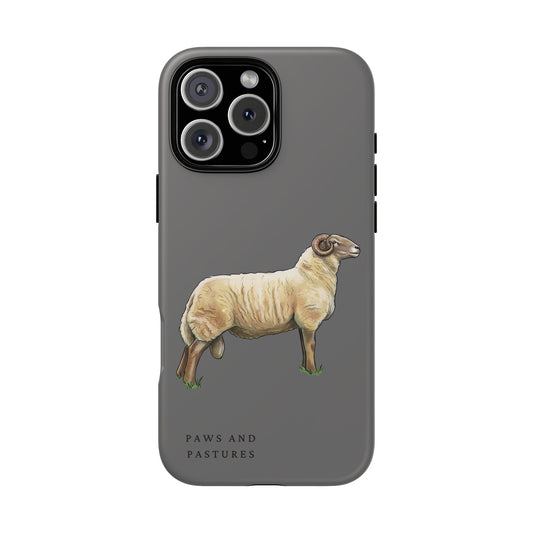 Grey Radnor Sheep Illustration Tough Phone Case — Paws and Pastures Farm Animal iPhone Cover