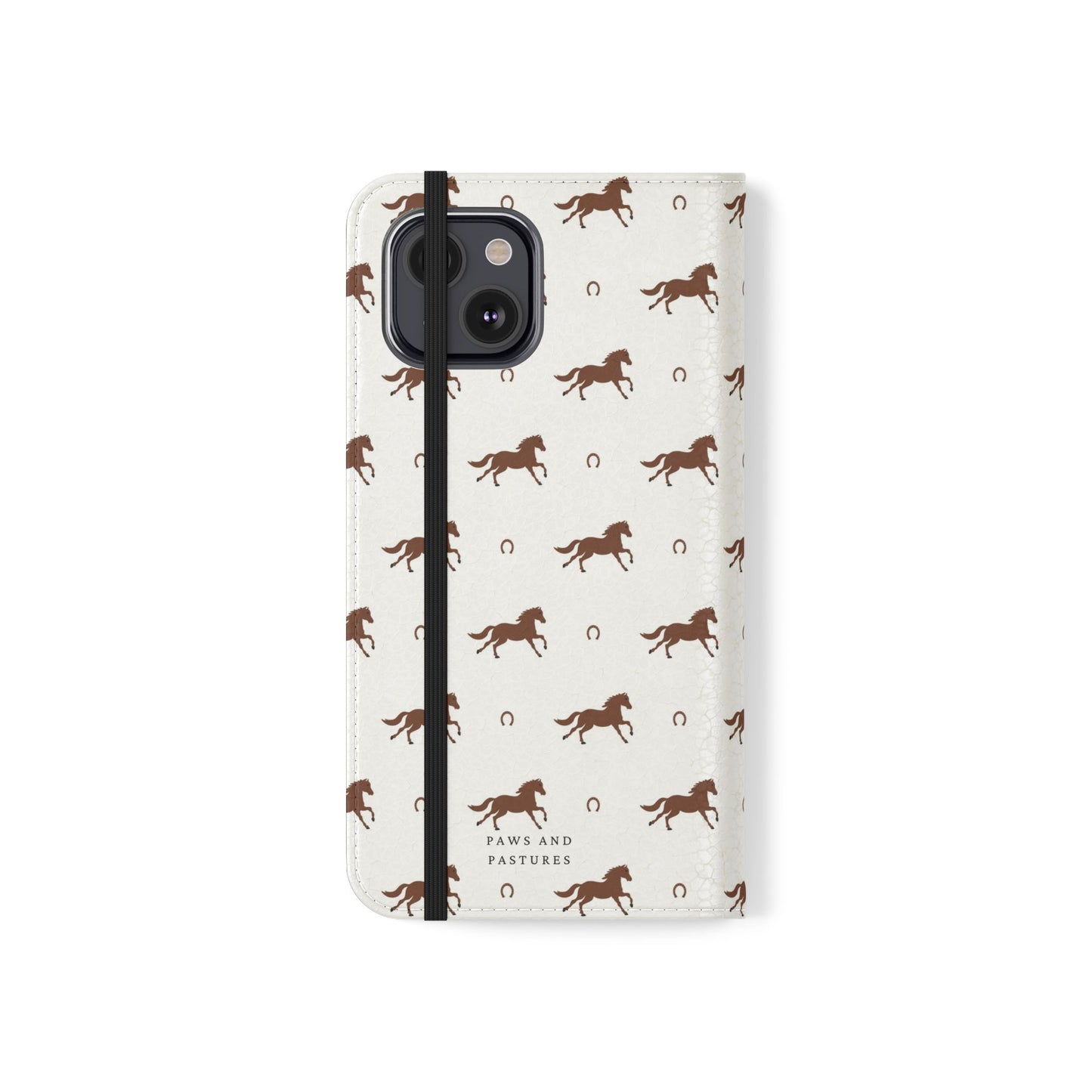 Horse Pattern Flip Case — Leather Wallet Phone Cover with Galloping Horses