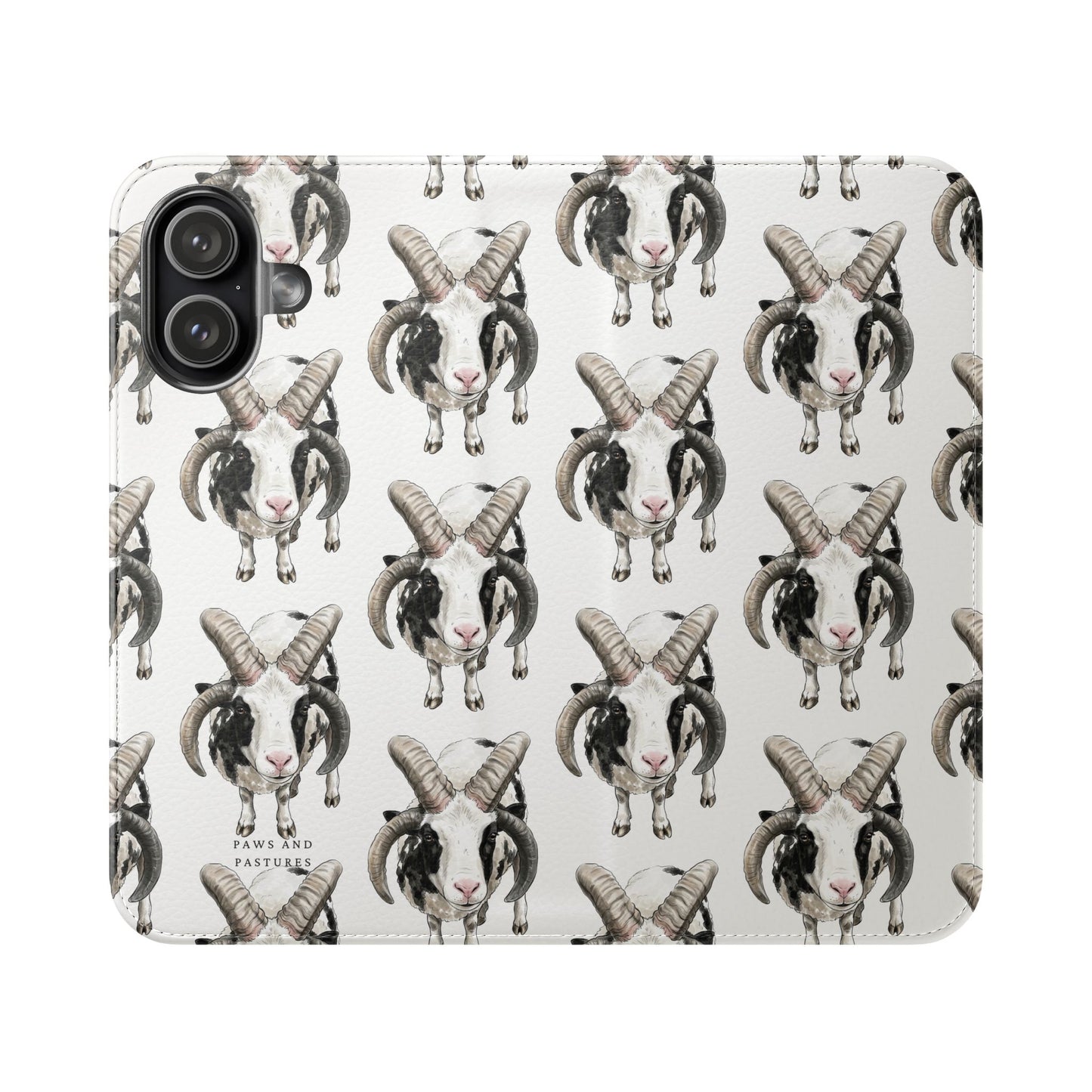 Jacob Sheep Pattern Flip Phone Case — Cute Farm Animal Wallet Cover