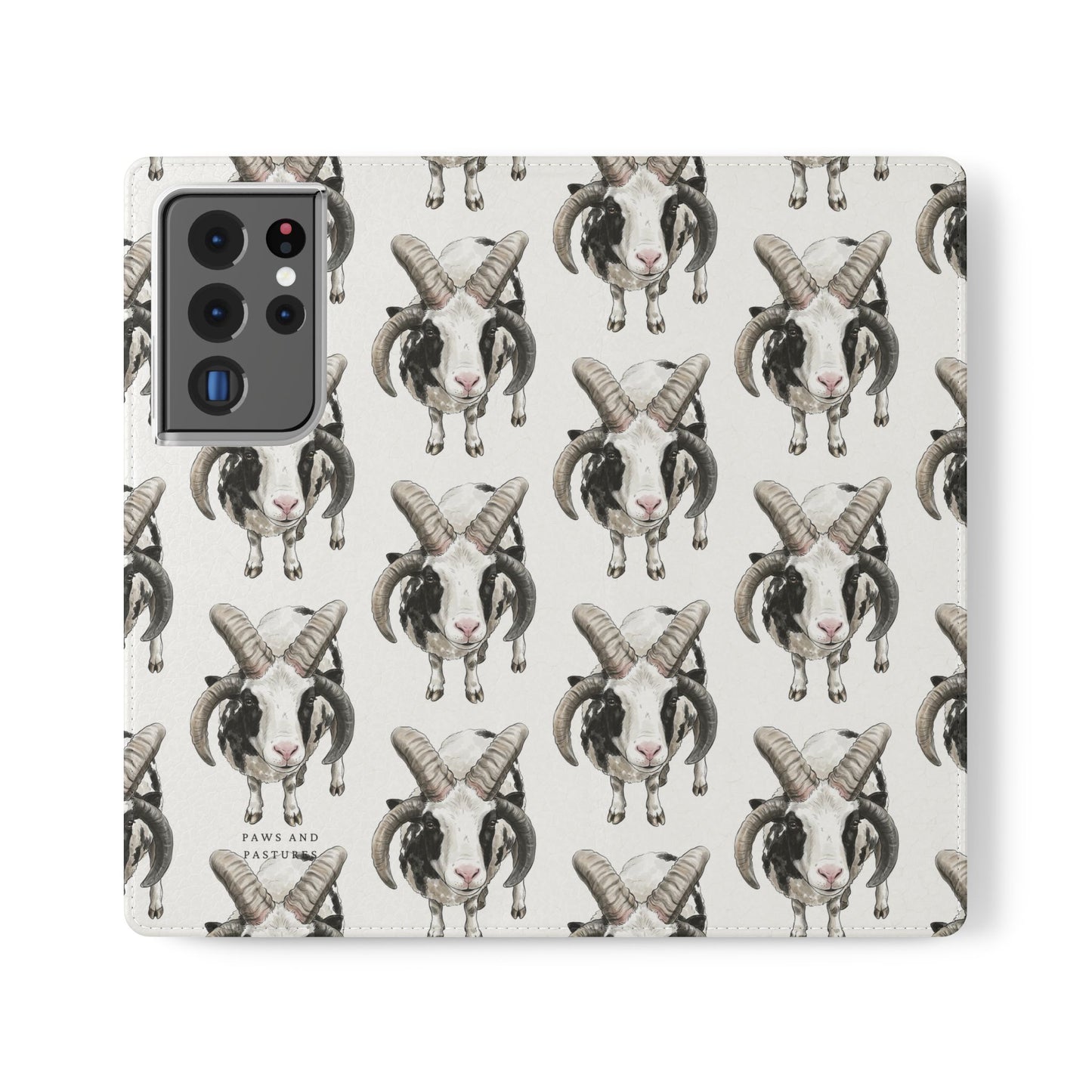 Jacob Sheep Pattern Flip Phone Case — Cute Farm Animal Wallet Cover