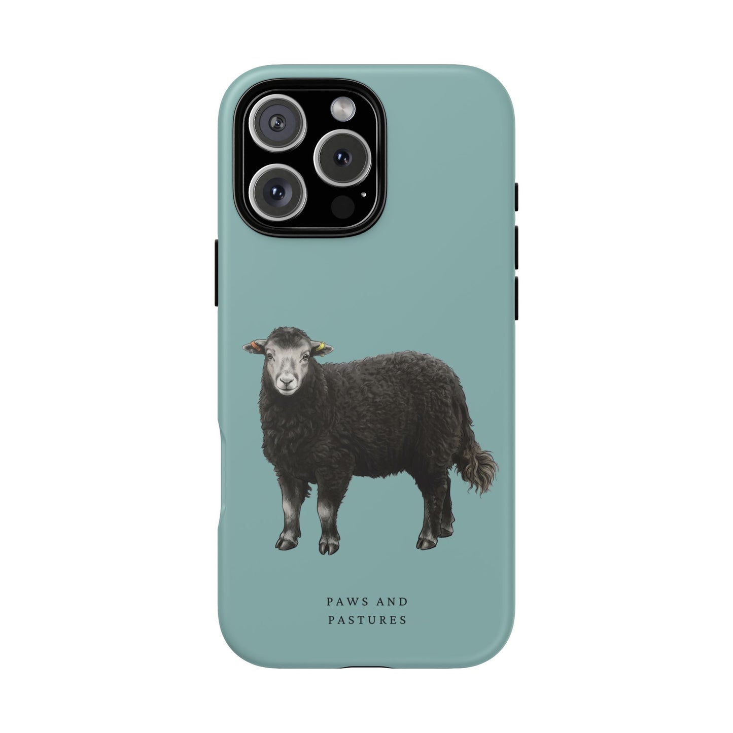 Herdwick Sheep Phone Case — Black Sheep Illustration with “Paws and Pastures”