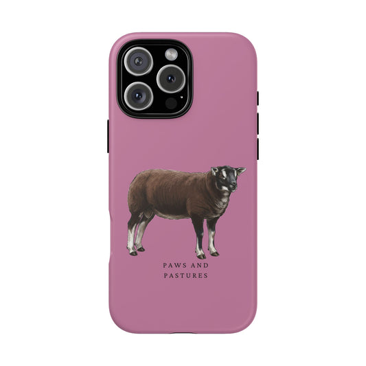 Badger Face Texel Sheep Illustration Phone Case — "Paws and Pastures" Minimal Farm Animal Phone Cover