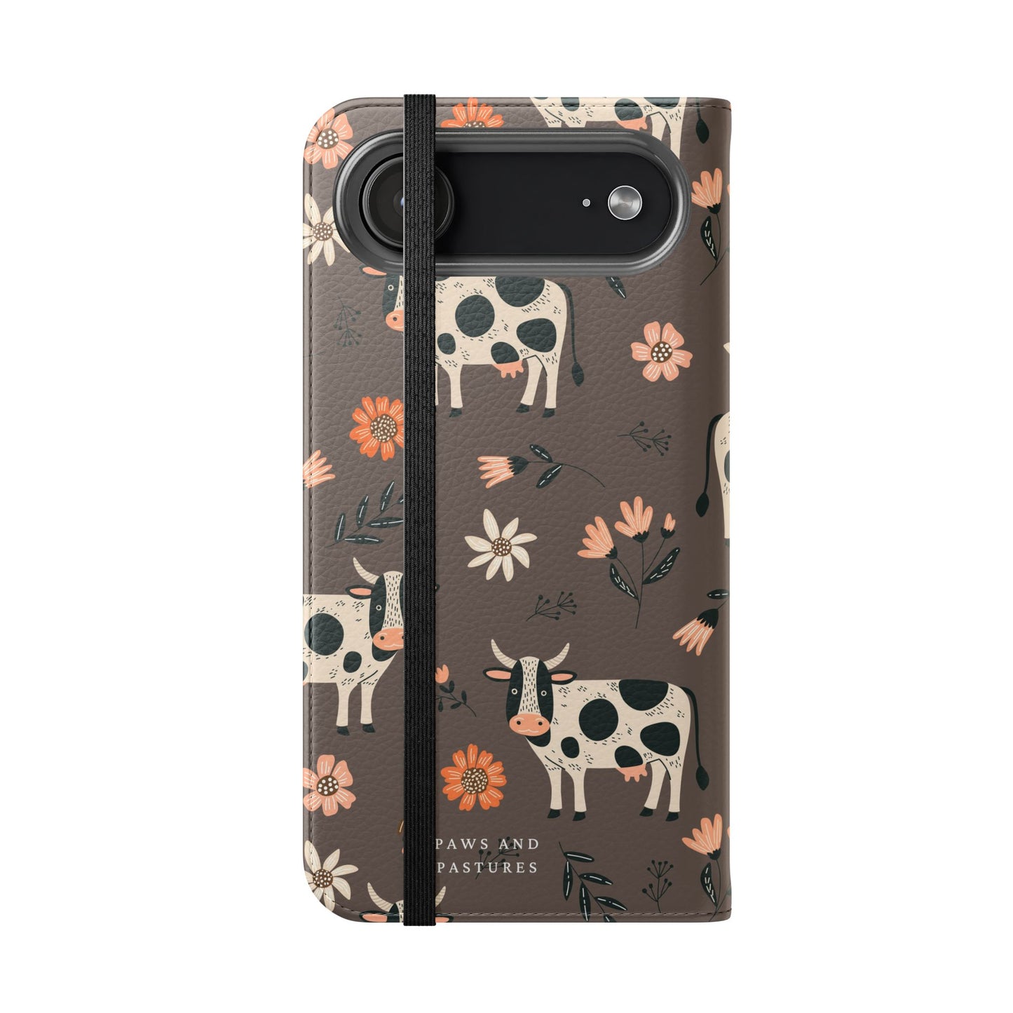 Cow Floral Flip Phone Case – Folklore Farm Pattern Wallet Case