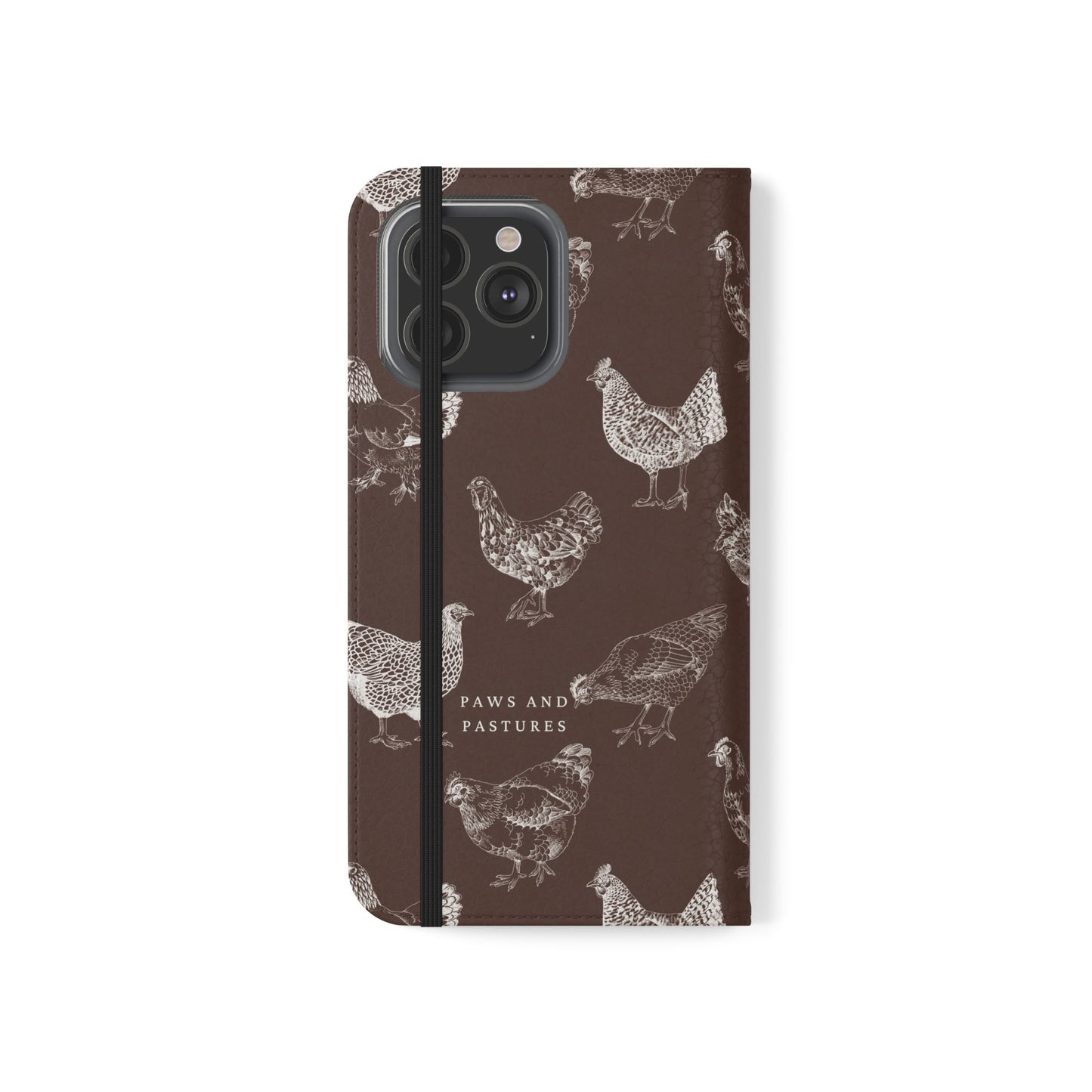 Chicken Pattern Flip Phone Case – Rustic Farmhouse Wallet Cover
