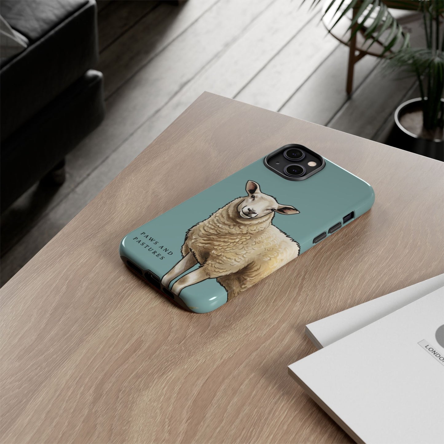 Teal Sheep Illustration Tough Phone Case