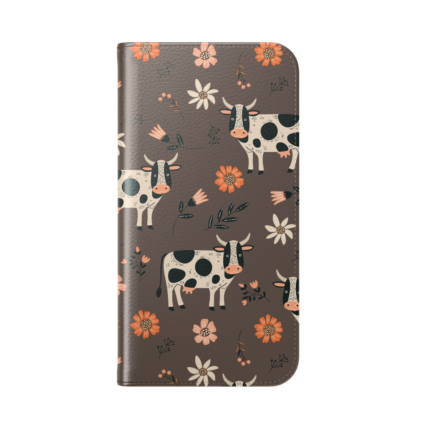 Cow Floral Flip Phone Case – Folklore Farm Pattern Wallet Case