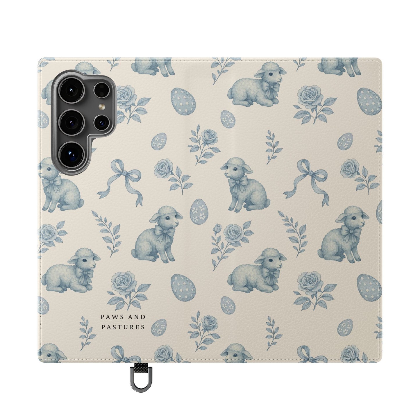 Flip Case — Pastel Blue Easter Lamb Pattern Phone Wallet