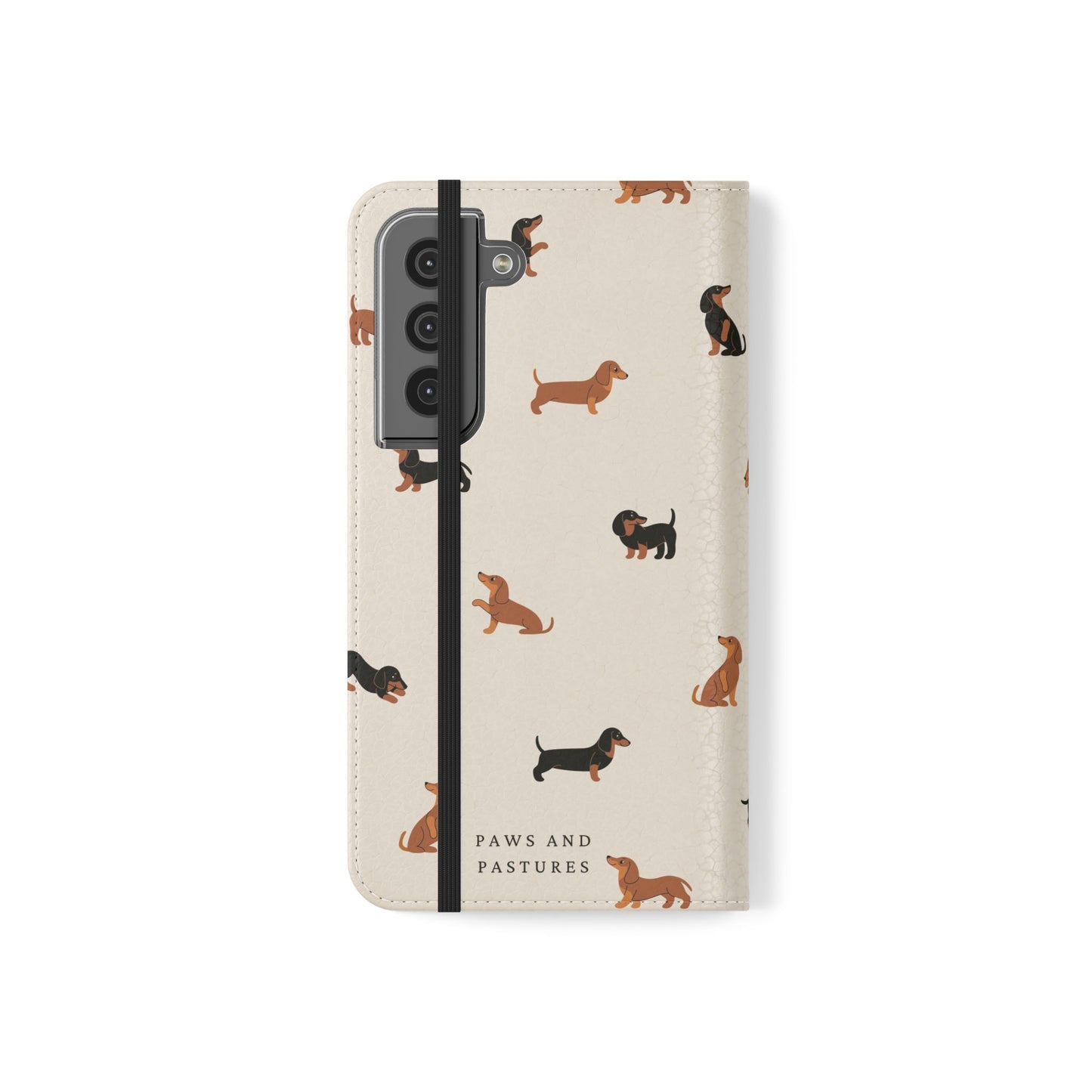 Dachshund Pattern Flip Phone Case — Wallet Folio with Card Slots