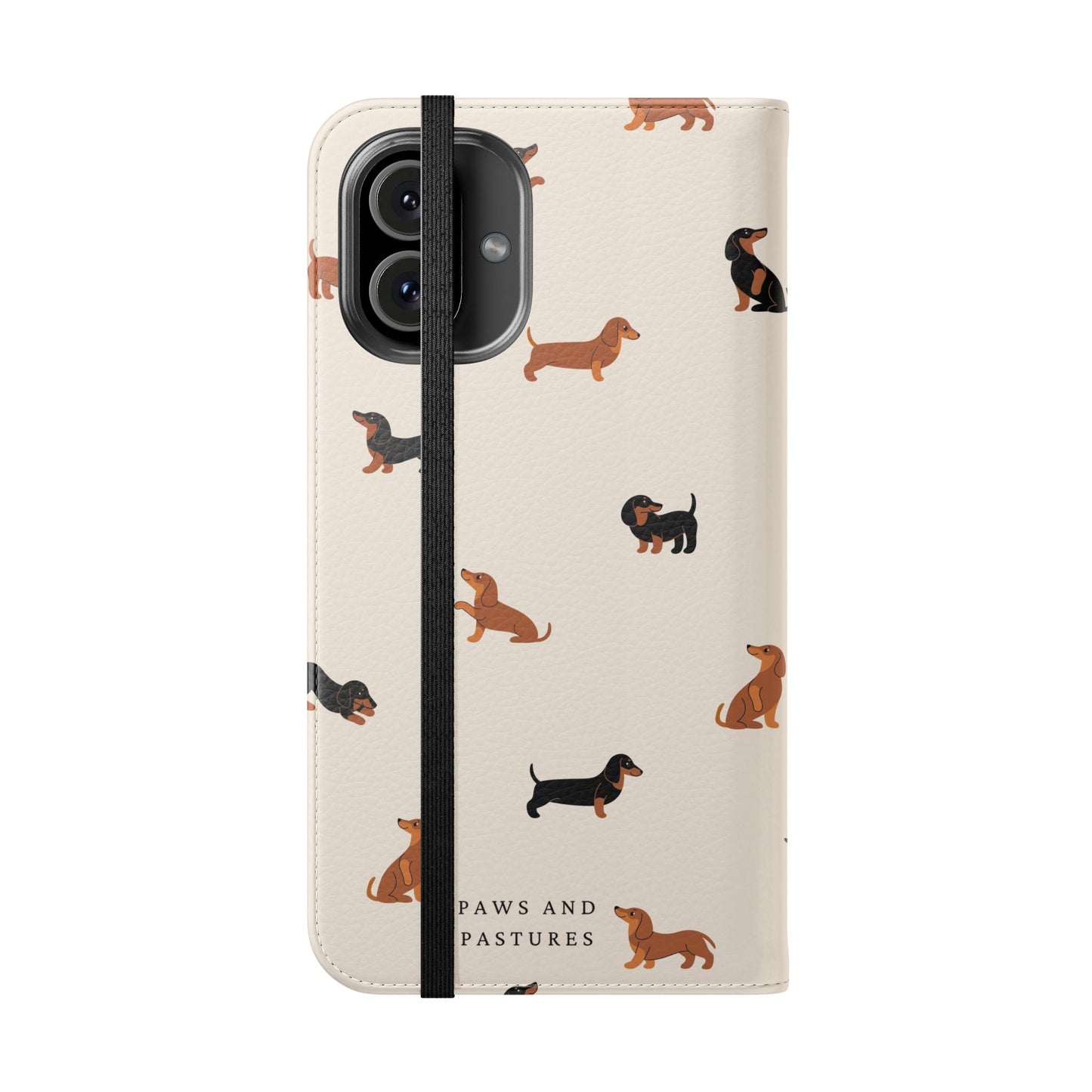 Dachshund Pattern Flip Phone Case — Wallet Folio with Card Slots