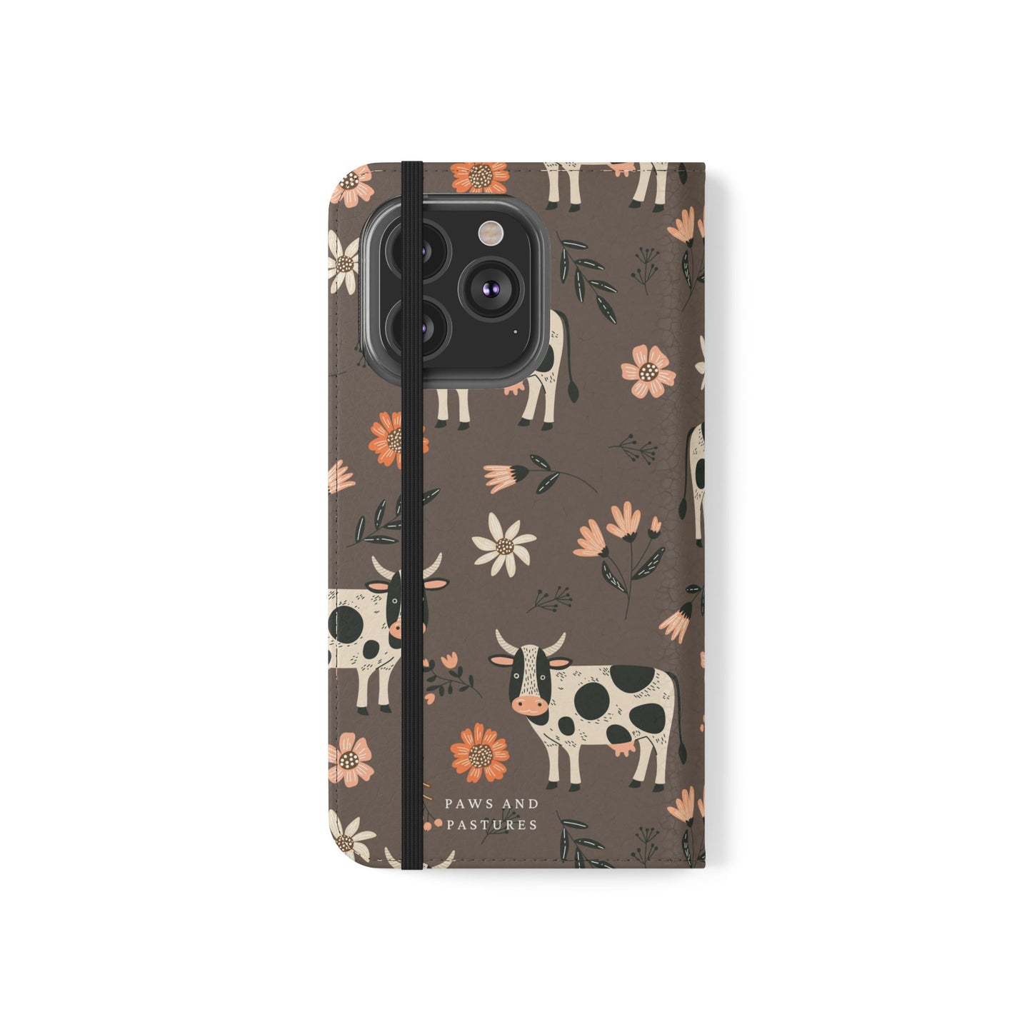 Cow Floral Flip Phone Case – Folklore Farm Pattern Wallet Case