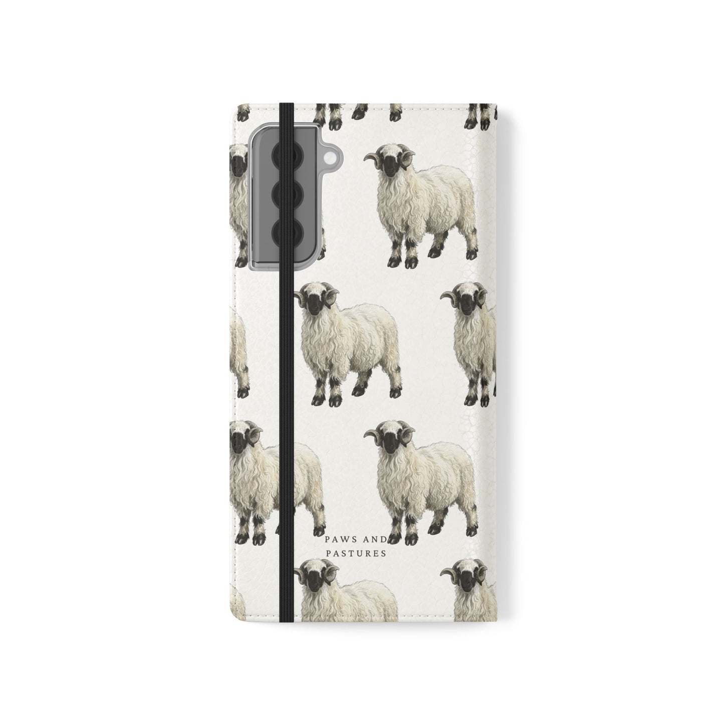 Valais Blacknose Sheep Pattern Flip Phone Case – Cute Farm Animal Wallet Cover
