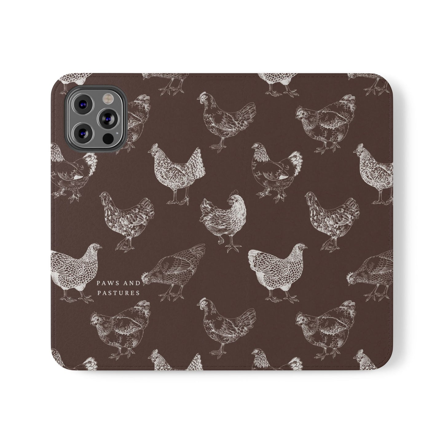 Chicken Pattern Flip Phone Case – Rustic Farmhouse Wallet Cover