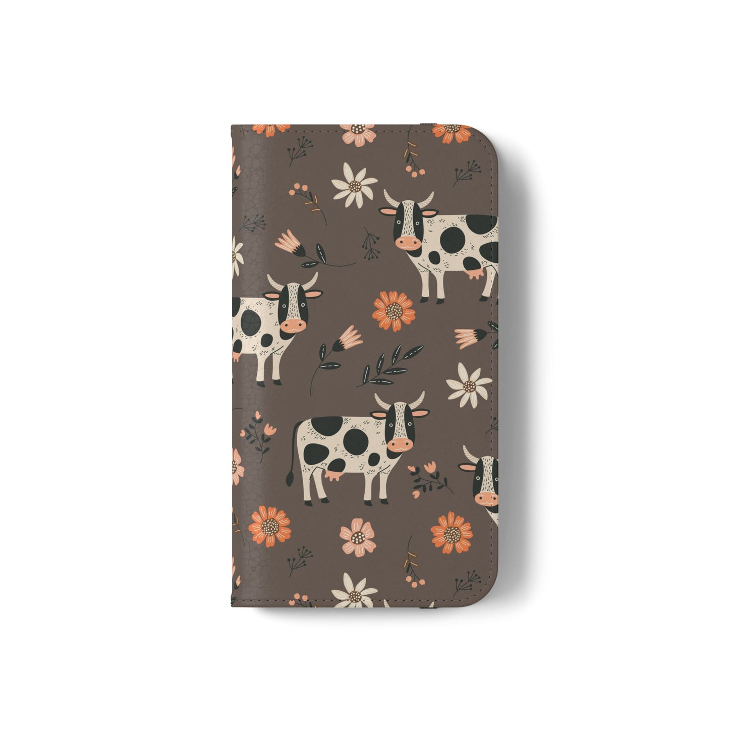 Cow Floral Flip Phone Case – Folklore Farm Pattern Wallet Case