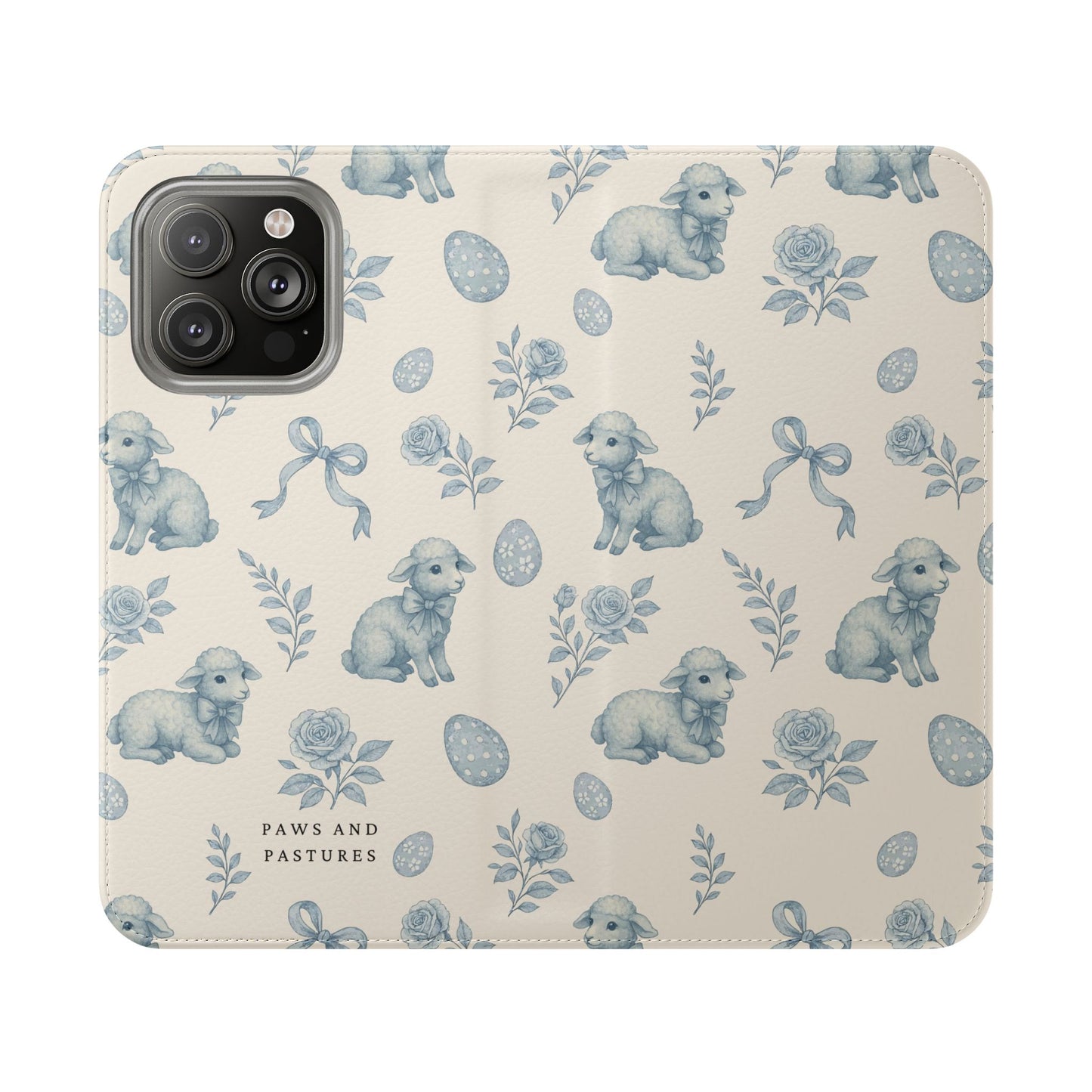 Flip Case — Pastel Blue Easter Lamb Pattern Phone Wallet