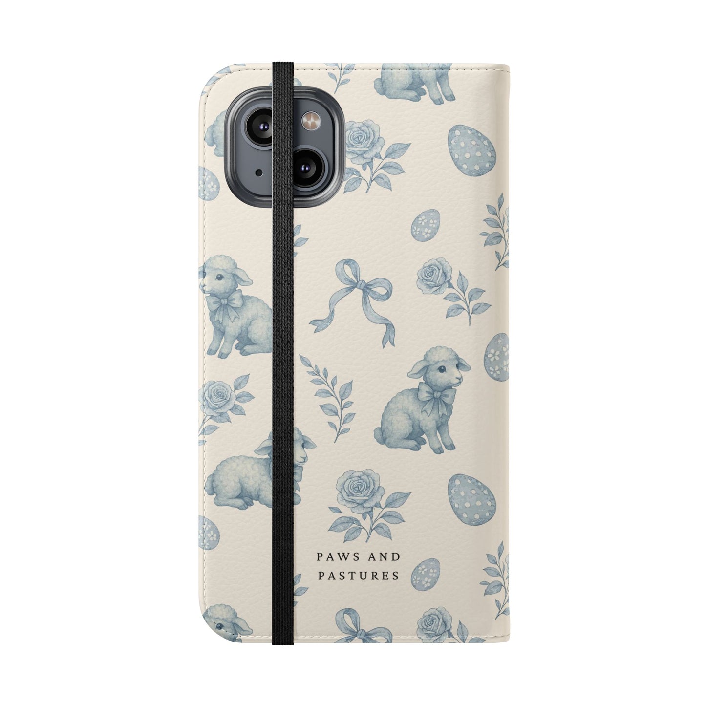 Flip Case — Pastel Blue Easter Lamb Pattern Phone Wallet