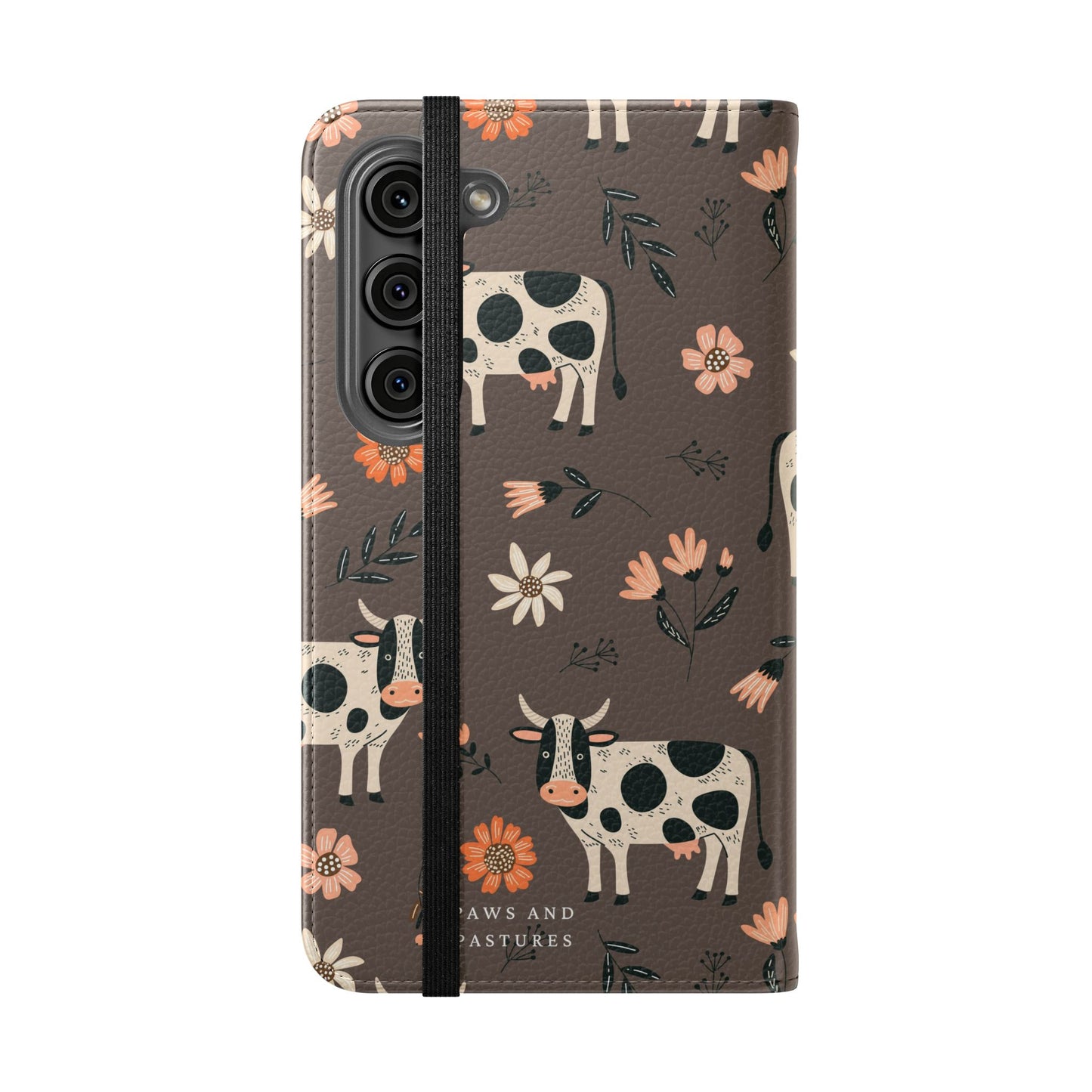 Cow Floral Flip Phone Case – Folklore Farm Pattern Wallet Case