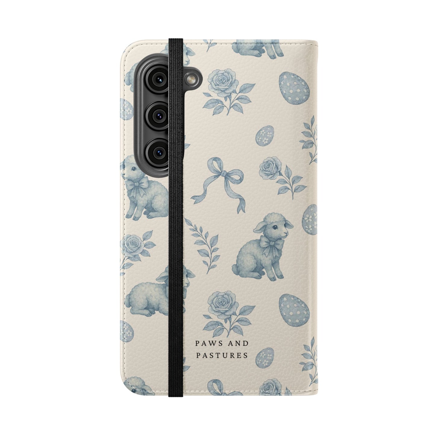 Flip Case — Pastel Blue Easter Lamb Pattern Phone Wallet