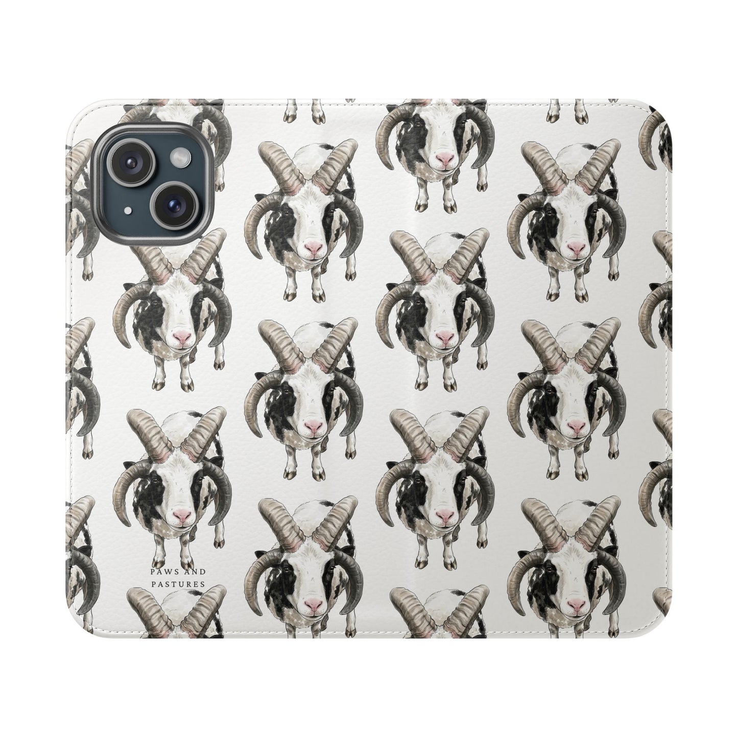 Jacob Sheep Pattern Flip Phone Case — Cute Farm Animal Wallet Cover