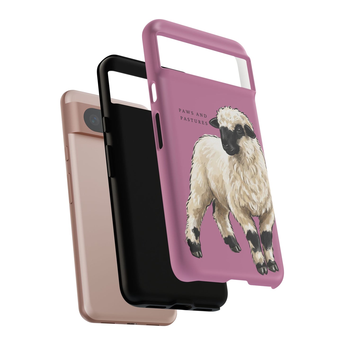 Pink Valais Blacknose Sheep Phone Case – 'Paws and Pastures' Cute Lamb Protective iPhone Cover