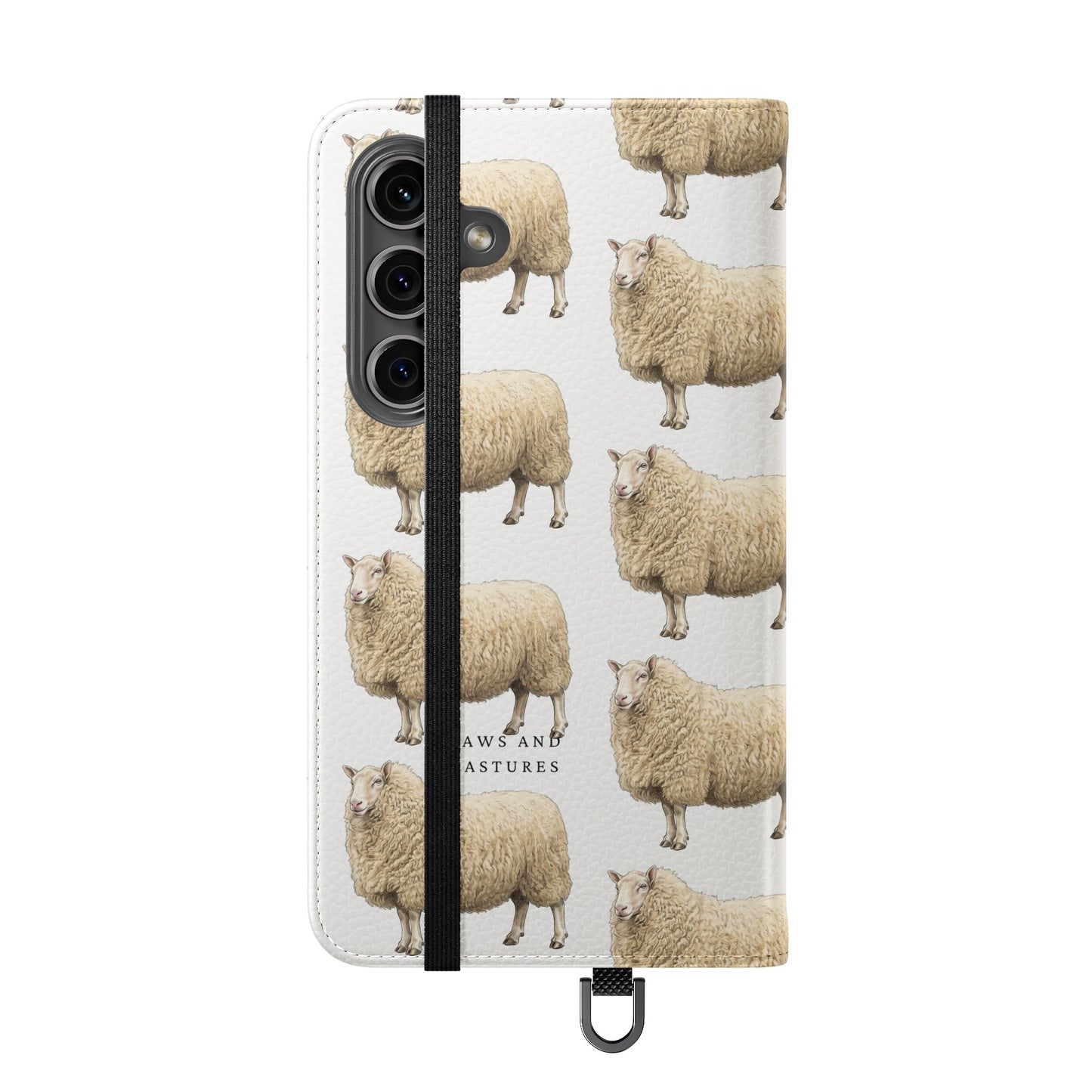 Cheviot Sheep Pattern Flip Phone Case – Cute Pastoral Wallet Cover with Card Slots