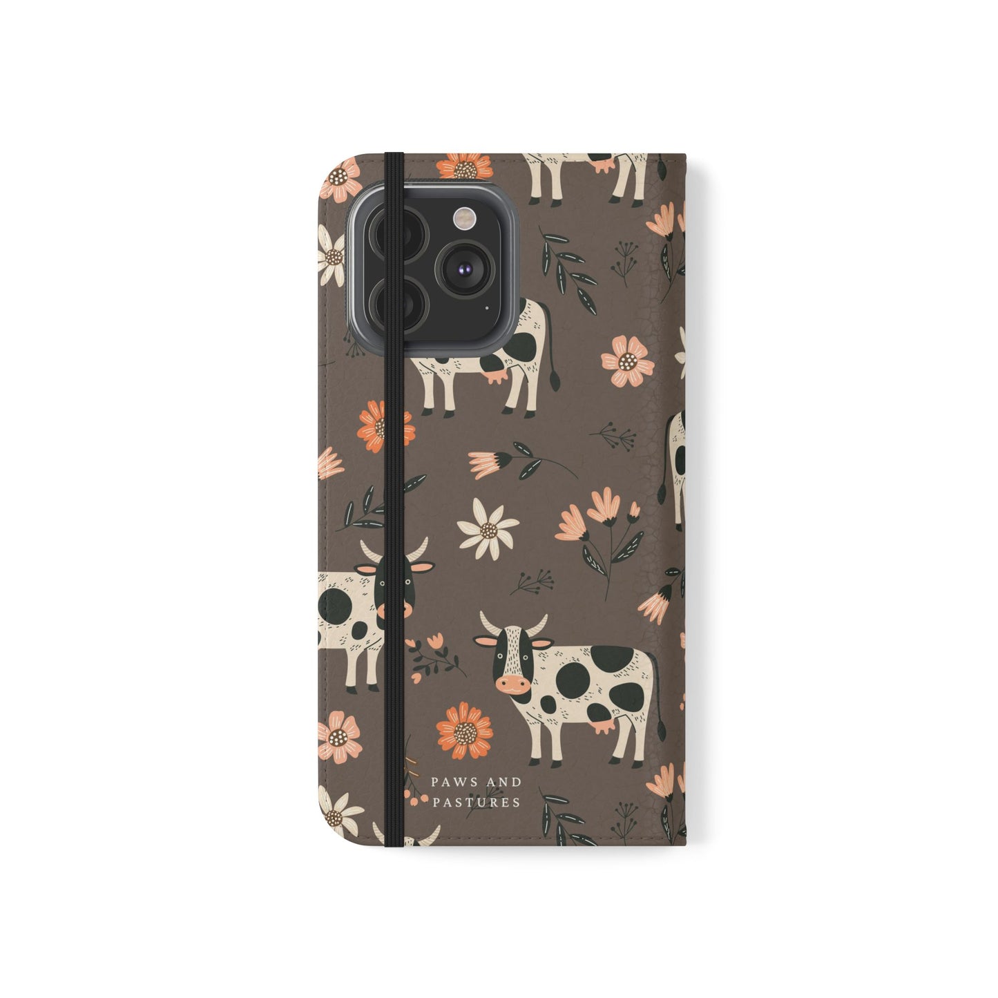 Cow Floral Flip Phone Case – Folklore Farm Pattern Wallet Case