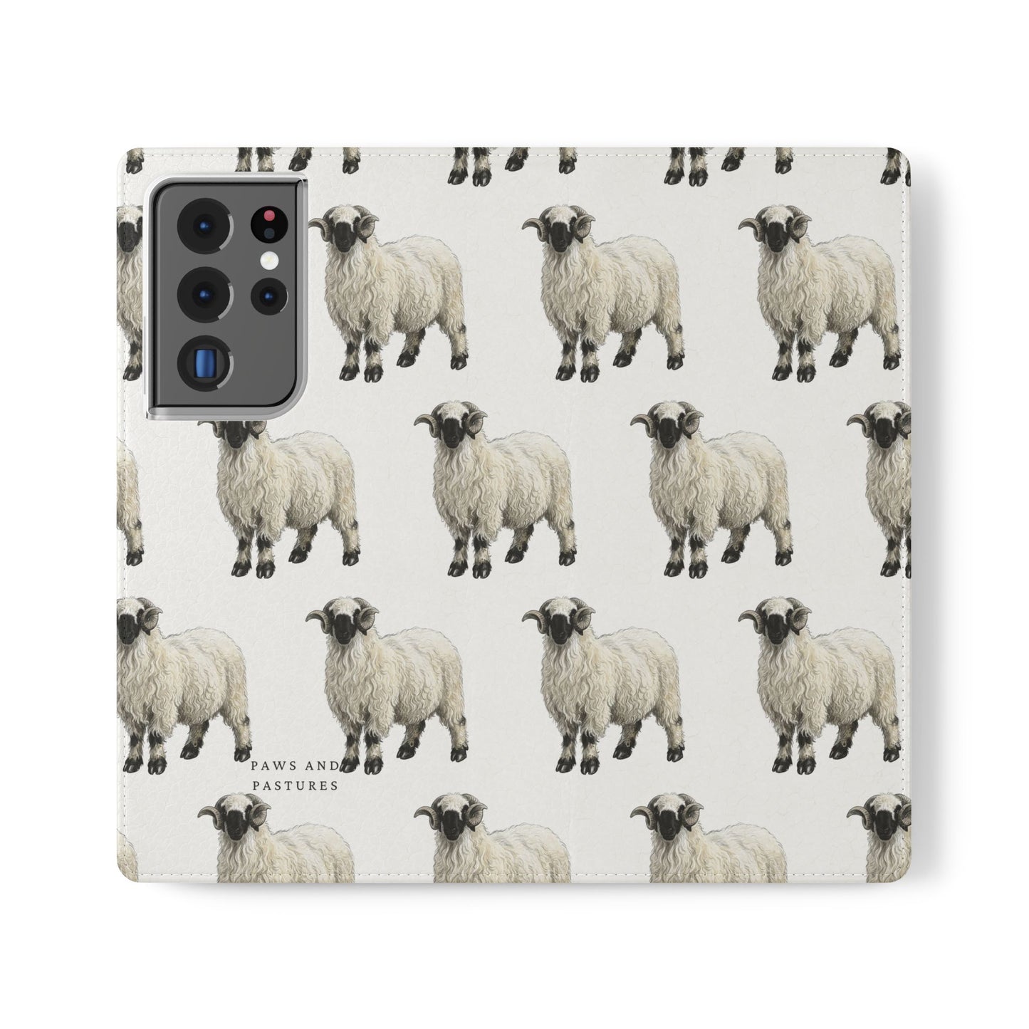 Valais Blacknose Sheep Pattern Flip Phone Case – Cute Farm Animal Wallet Cover