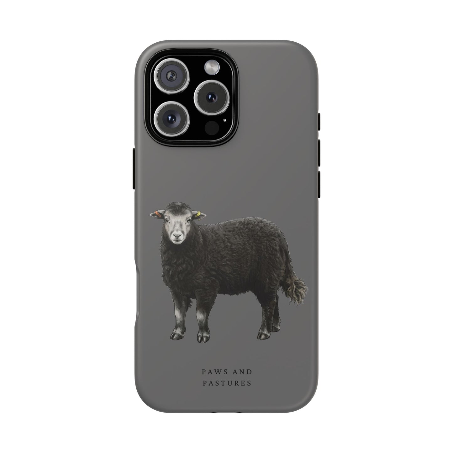 Herdwick Sheep Phone Case — Black Sheep Illustration with “Paws and Pastures”