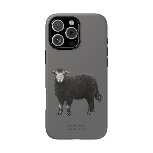 Herdwick Sheep Phone Case — Black Sheep Illustration with “Paws and Pastures”