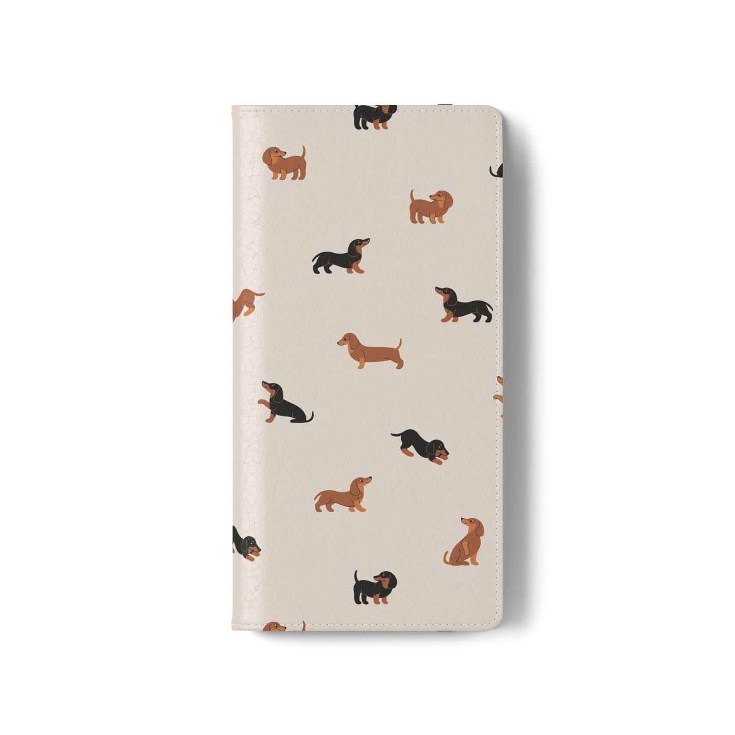 Dachshund Pattern Flip Phone Case — Wallet Folio with Card Slots