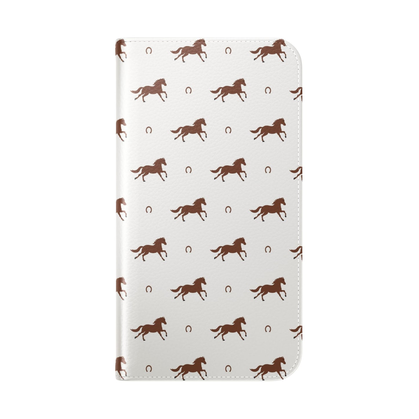 Horse Pattern Flip Case — Leather Wallet Phone Cover with Galloping Horses