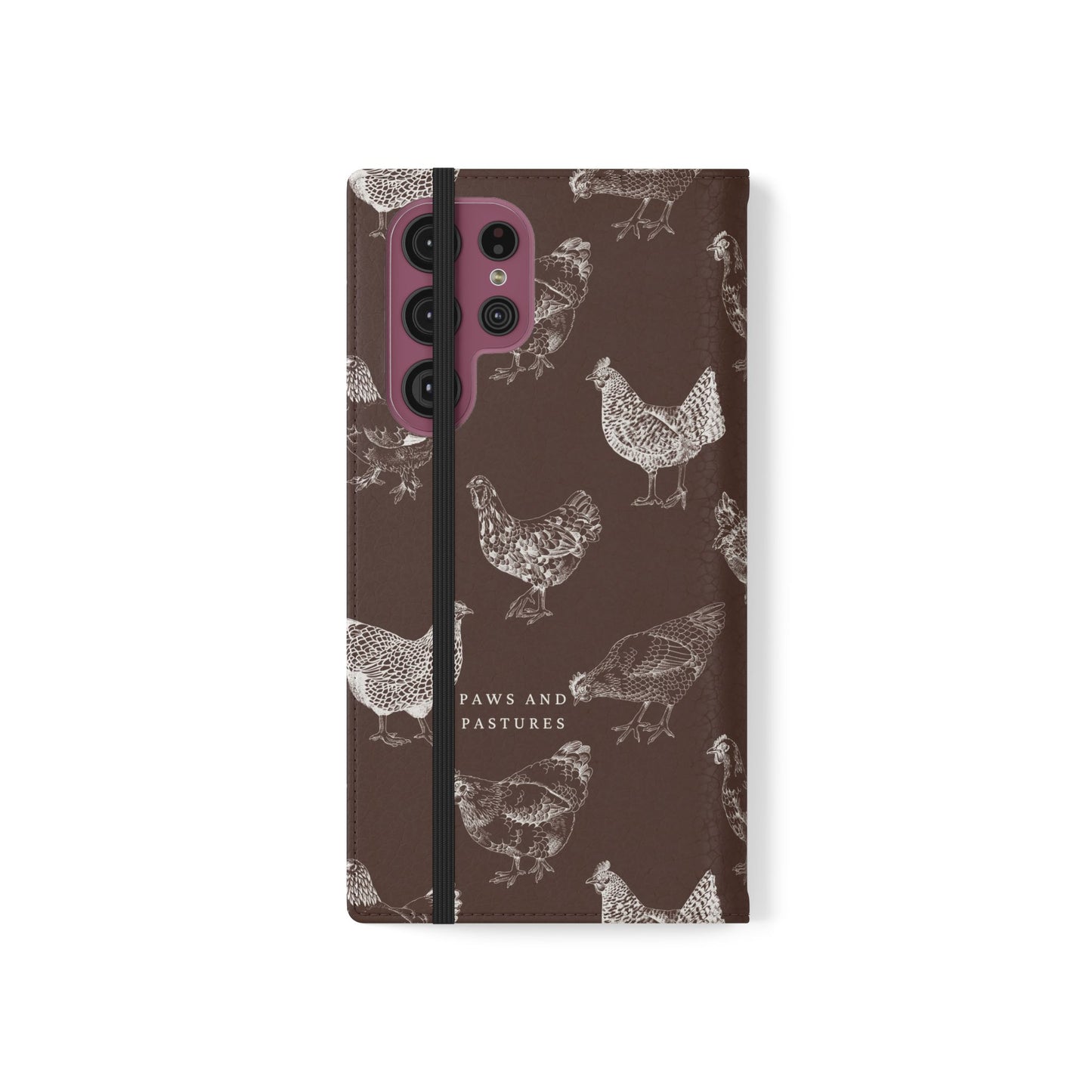 Chicken Pattern Flip Phone Case – Rustic Farmhouse Wallet Cover