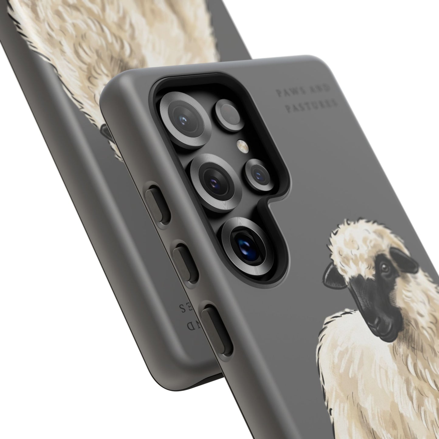 Grey Valais Blacknose Sheep Phone Case – 'Paws and Pastures' Cute Lamb Protective iPhone Cover