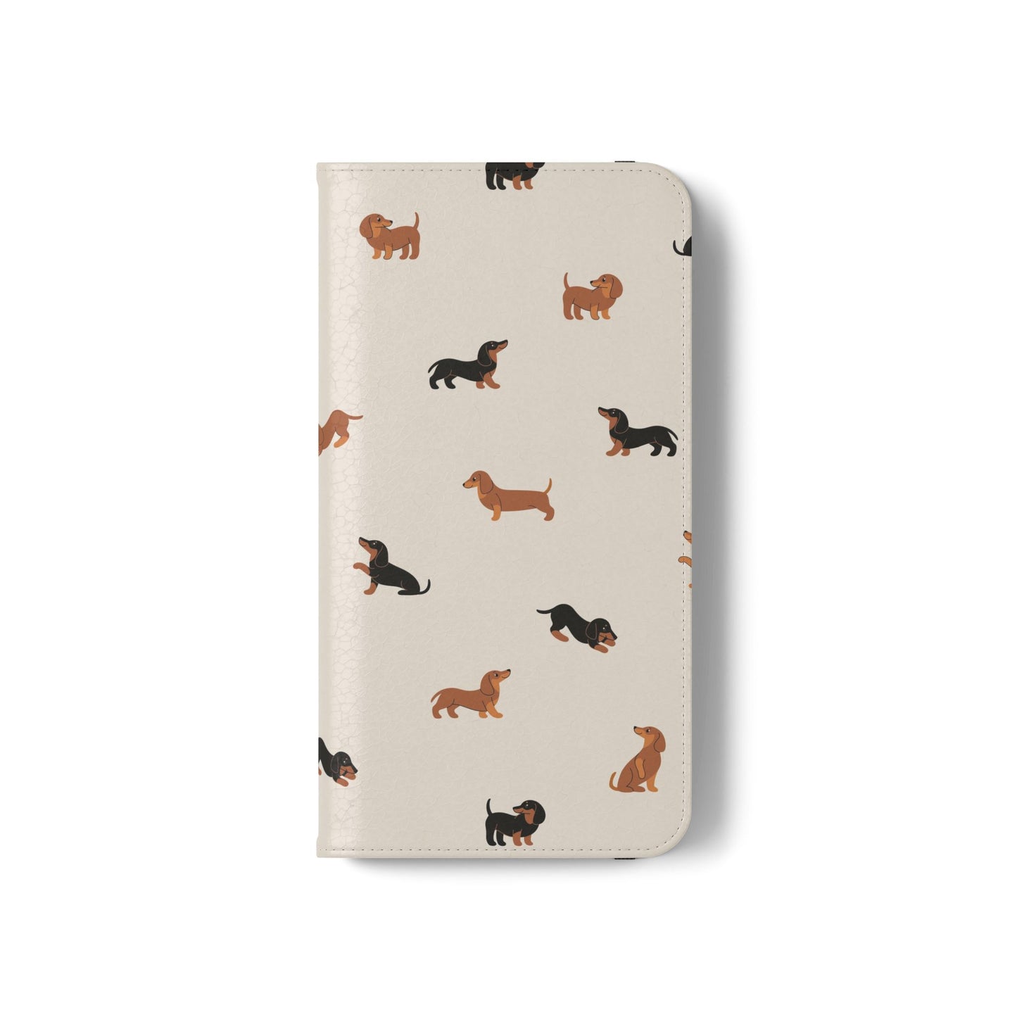 Dachshund Pattern Flip Phone Case — Wallet Folio with Card Slots
