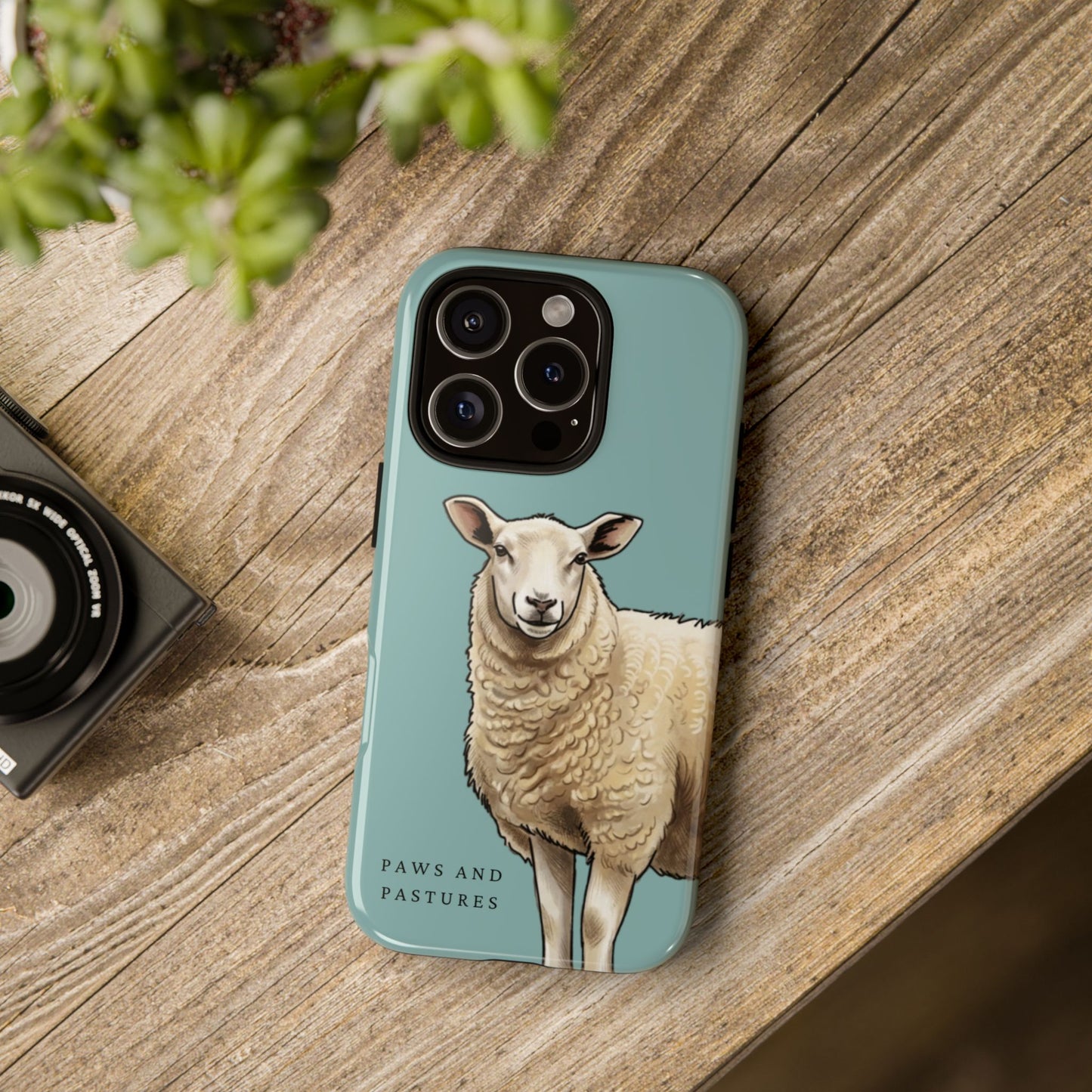 Teal Sheep Illustration Tough Phone Case