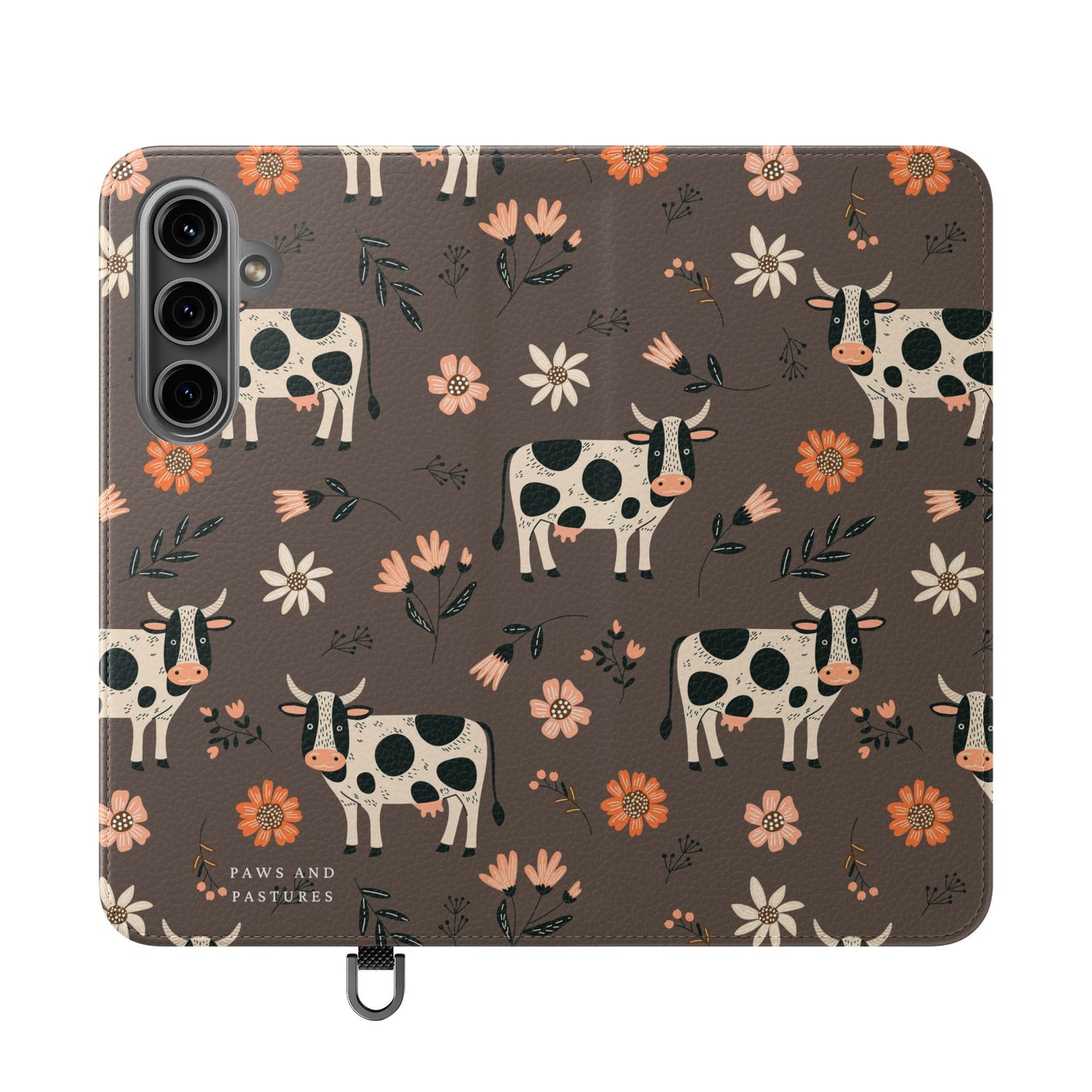 Cow Floral Flip Phone Case – Folklore Farm Pattern Wallet Case