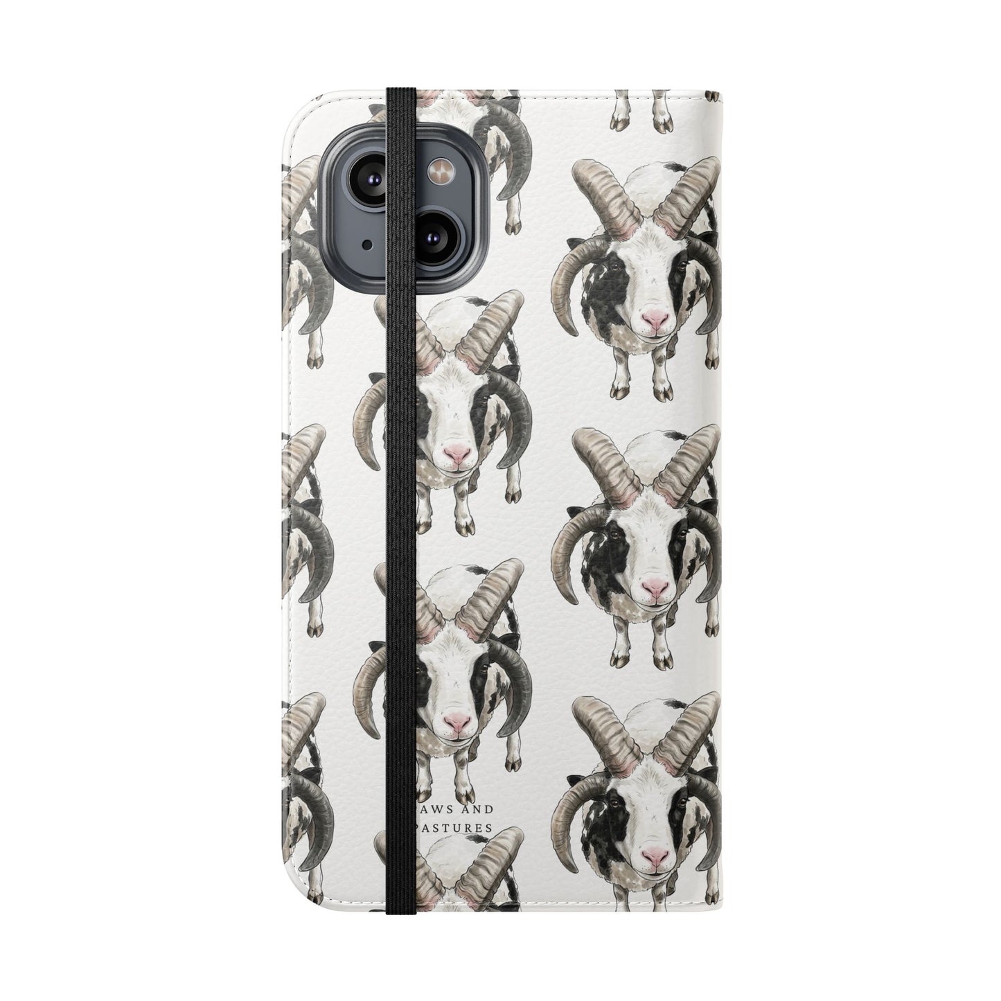 Jacob Sheep Pattern Flip Phone Case — Cute Farm Animal Wallet Cover