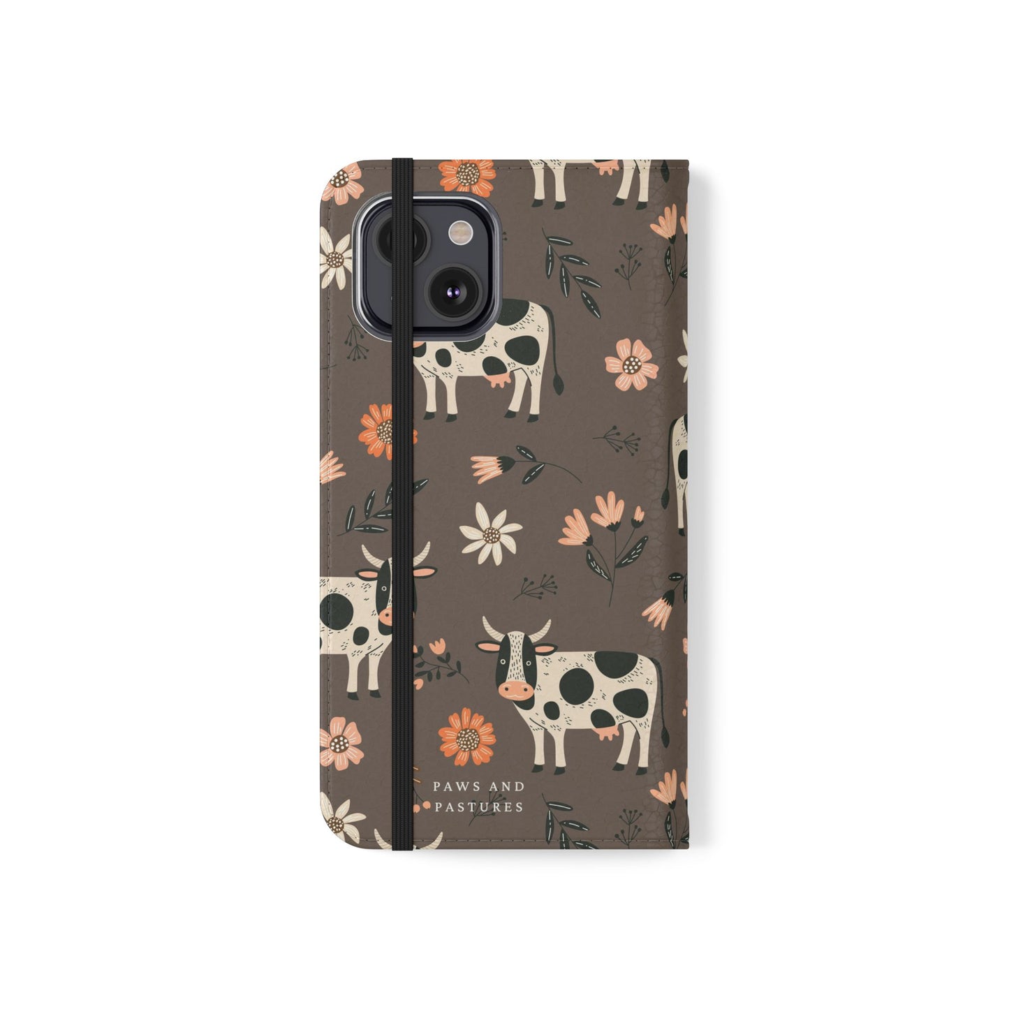 Cow Floral Flip Phone Case – Folklore Farm Pattern Wallet Case
