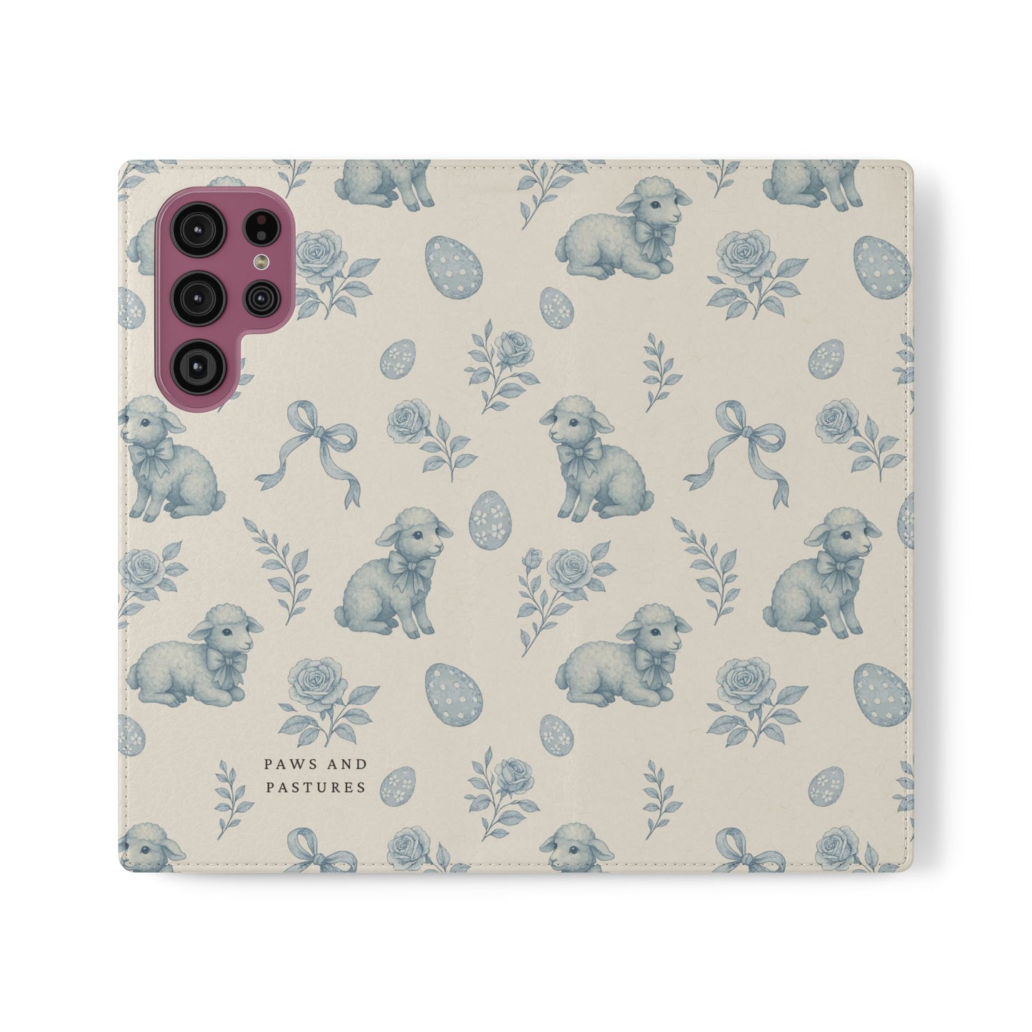 Flip Case — Pastel Blue Easter Lamb Pattern Phone Wallet