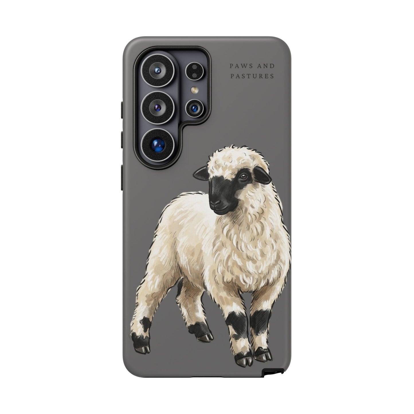 Grey Valais Blacknose Sheep Phone Case – 'Paws and Pastures' Cute Lamb Protective iPhone Cover