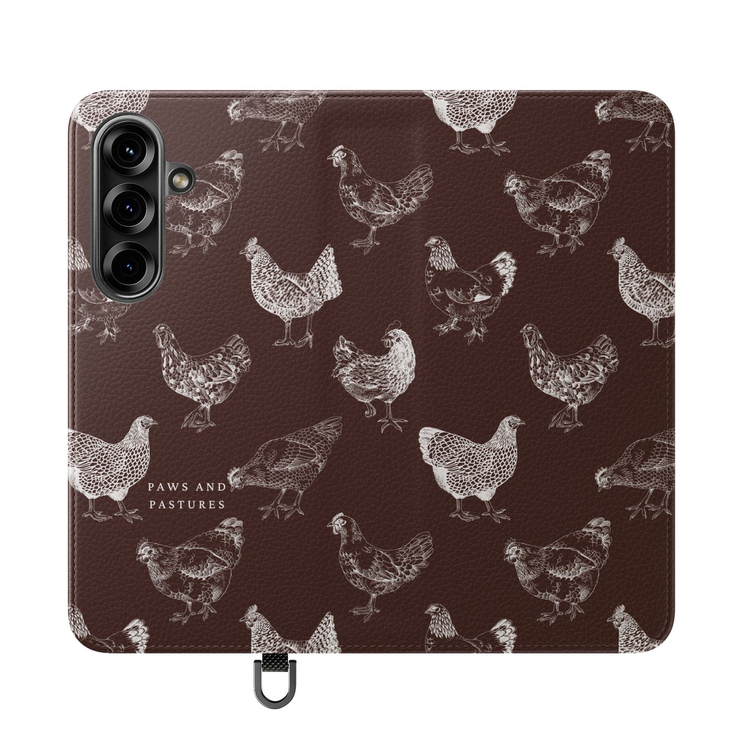 Chicken Pattern Flip Phone Case – Rustic Farmhouse Wallet Cover