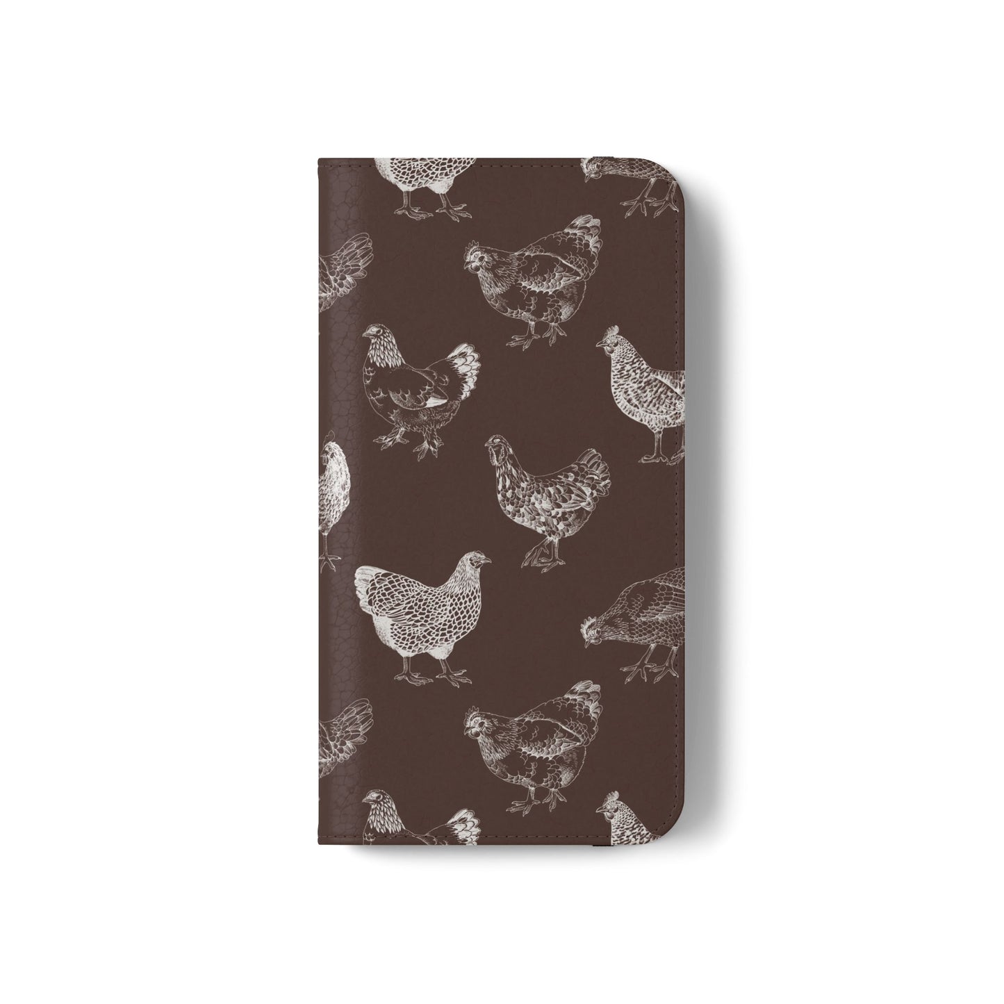 Chicken Pattern Flip Phone Case – Rustic Farmhouse Wallet Cover