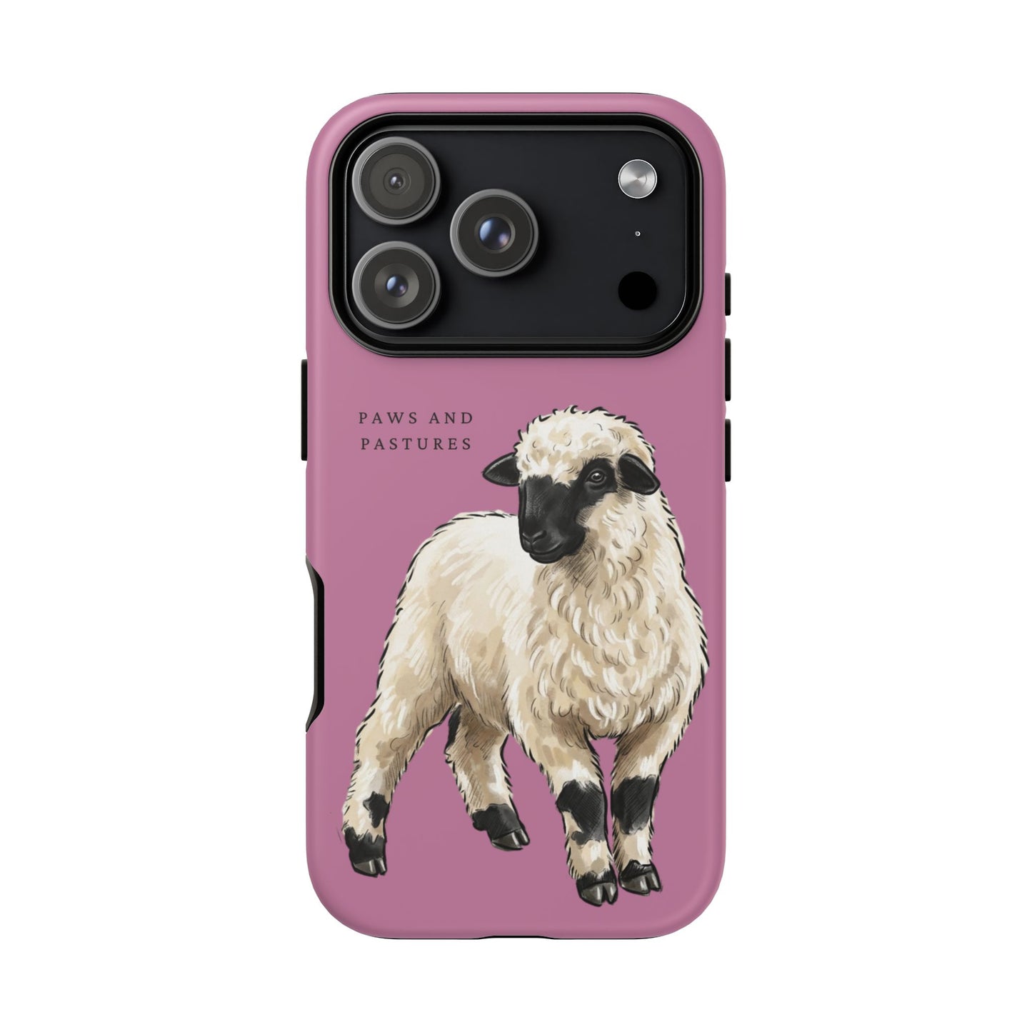 Pink Valais Blacknose Sheep Phone Case – 'Paws and Pastures' Cute Lamb Protective iPhone Cover