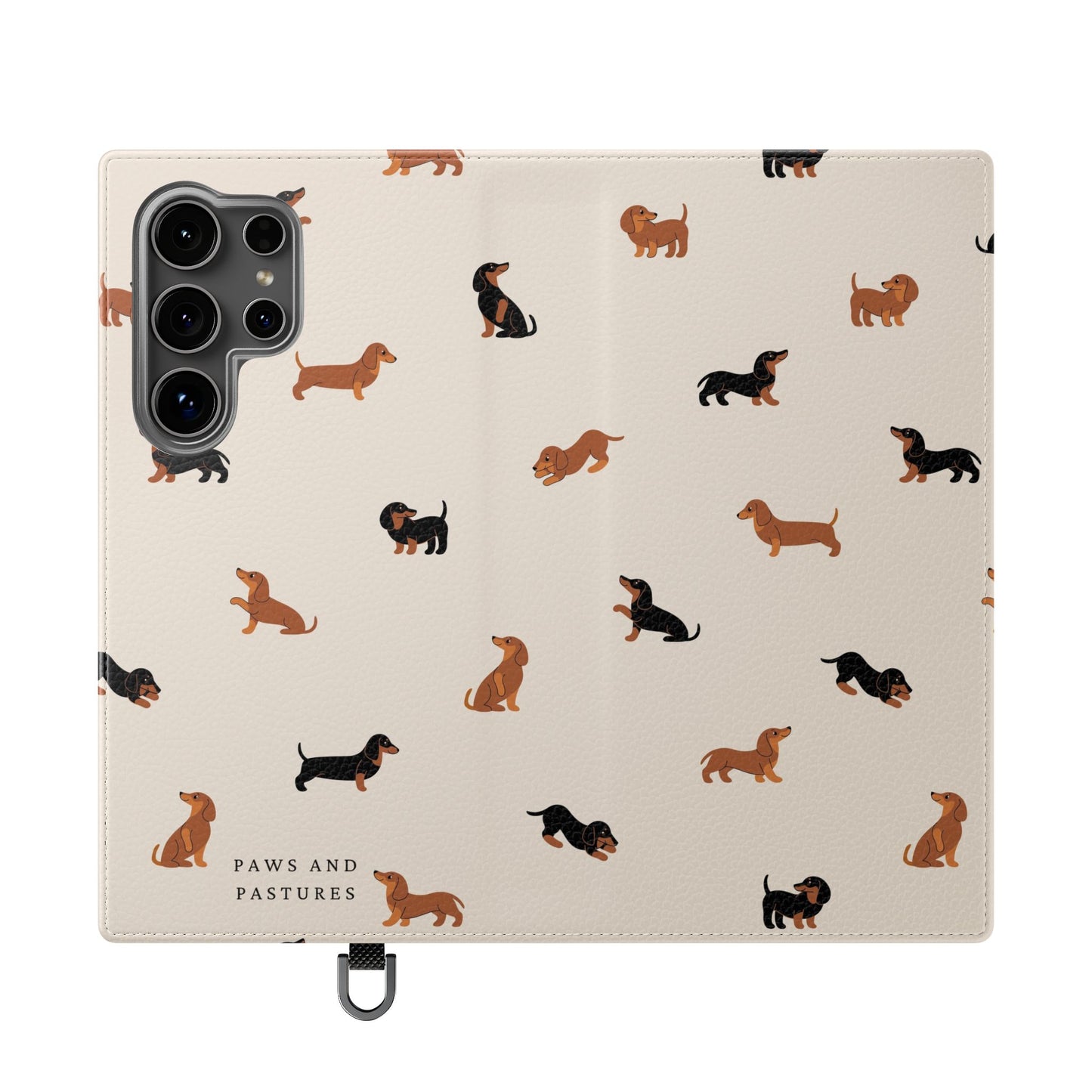 Dachshund Pattern Flip Phone Case — Wallet Folio with Card Slots