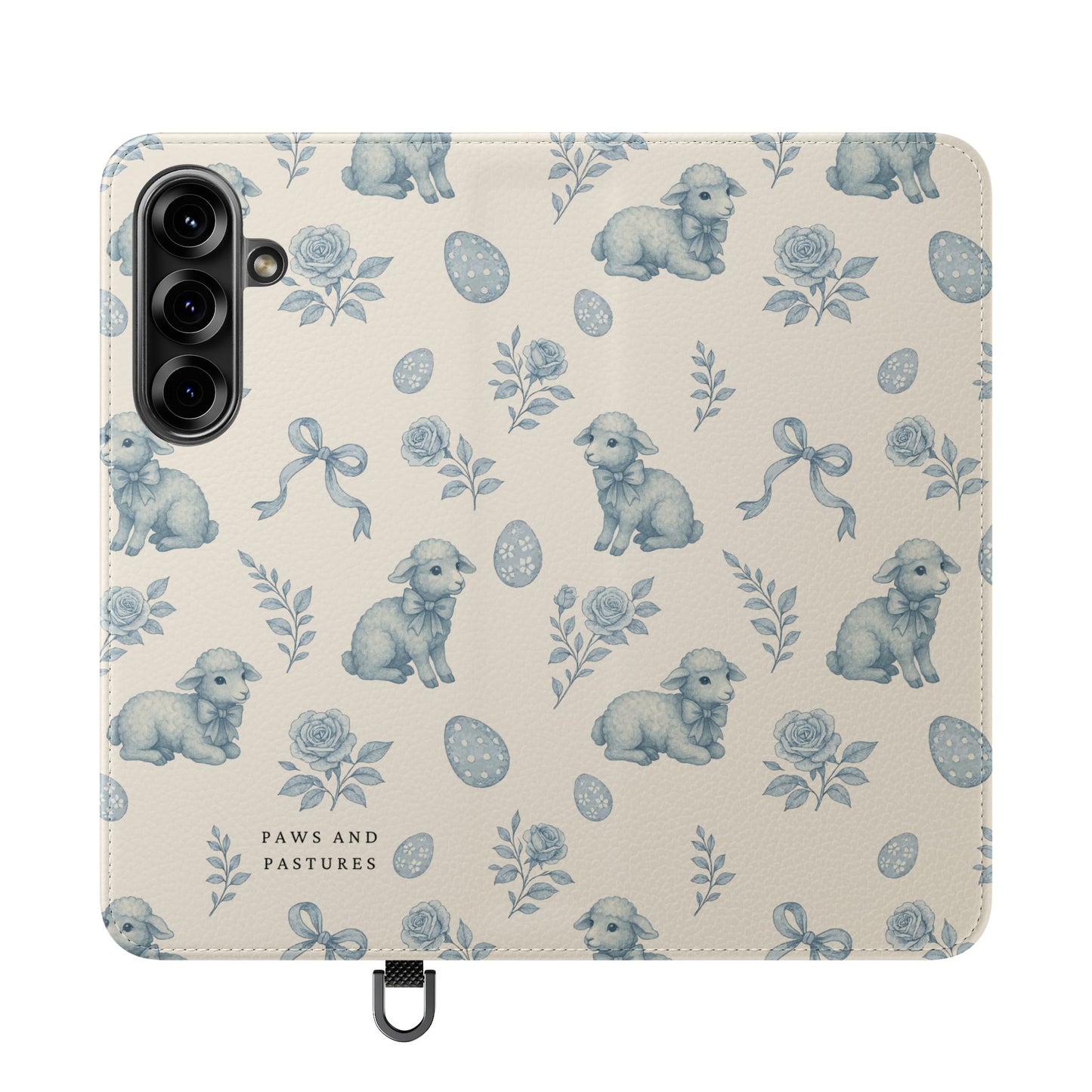 Flip Case — Pastel Blue Easter Lamb Pattern Phone Wallet