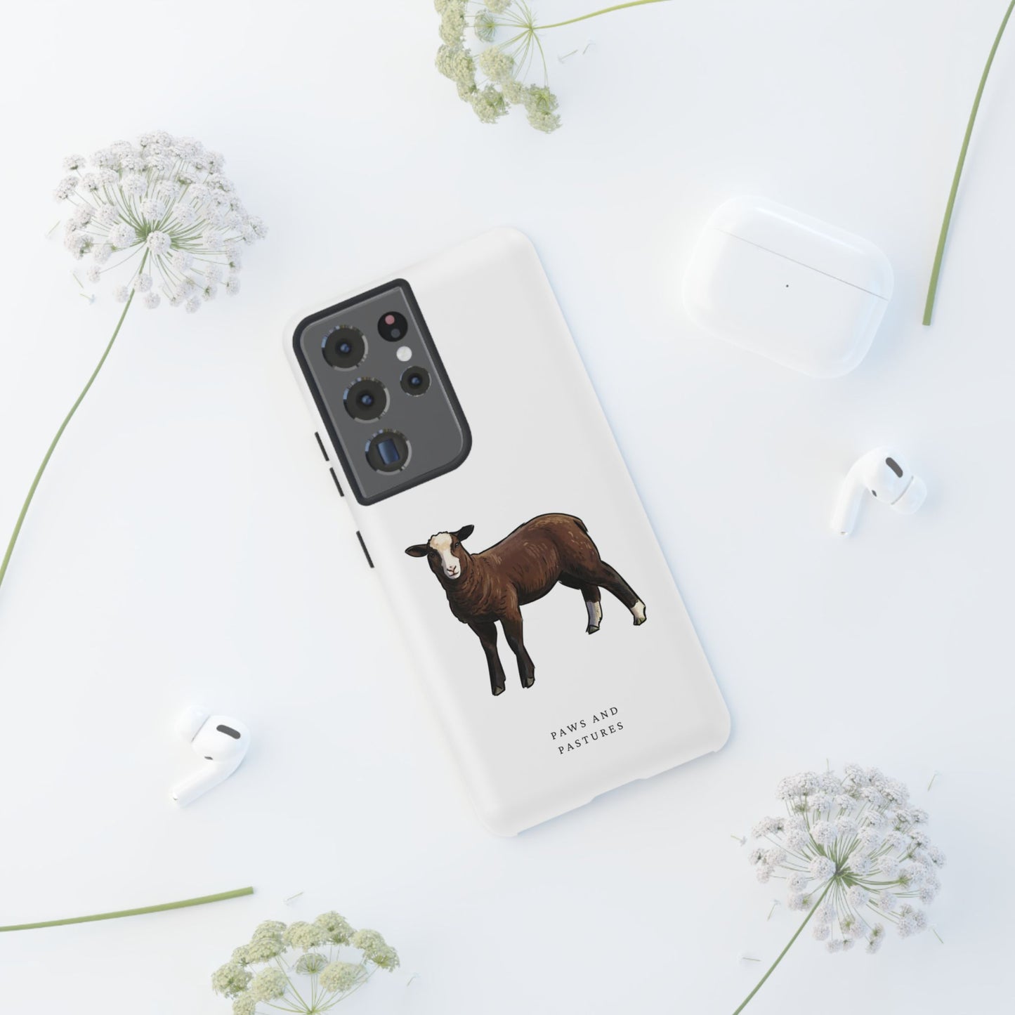 Zwartble Phone Case — Brown Sheep Illustration "Paws and Pastures"