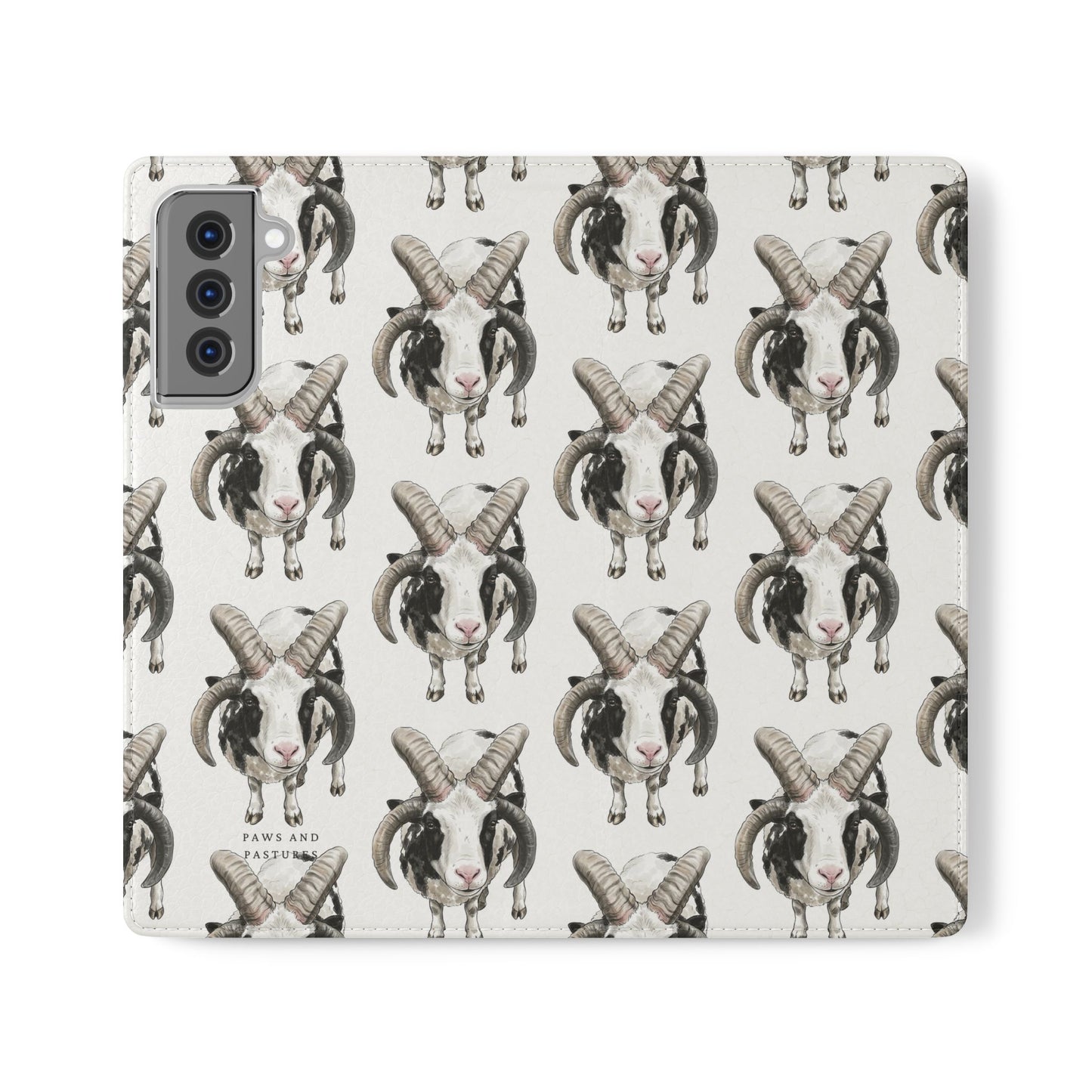 Jacob Sheep Pattern Flip Phone Case — Cute Farm Animal Wallet Cover