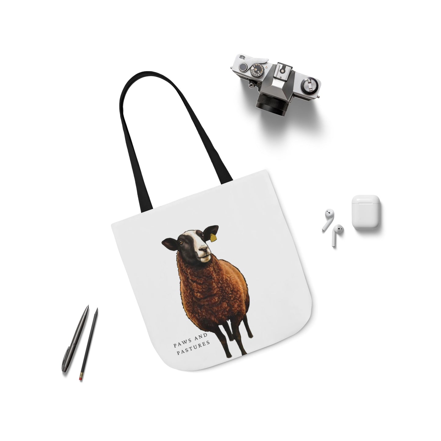 Zwartble Sheep Illustration Tote Bag — Cute Brown Sheep Canvas Shopping Tote