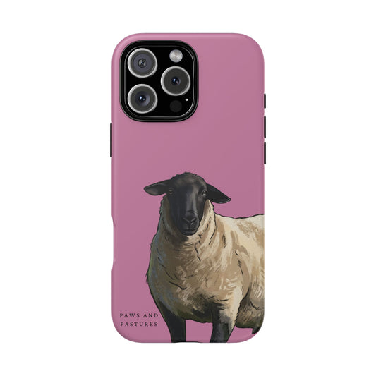Pink Teal Suffolk Sheep Phone Case — Paws and Pastures Rustic Farm Animal iPhone Cover