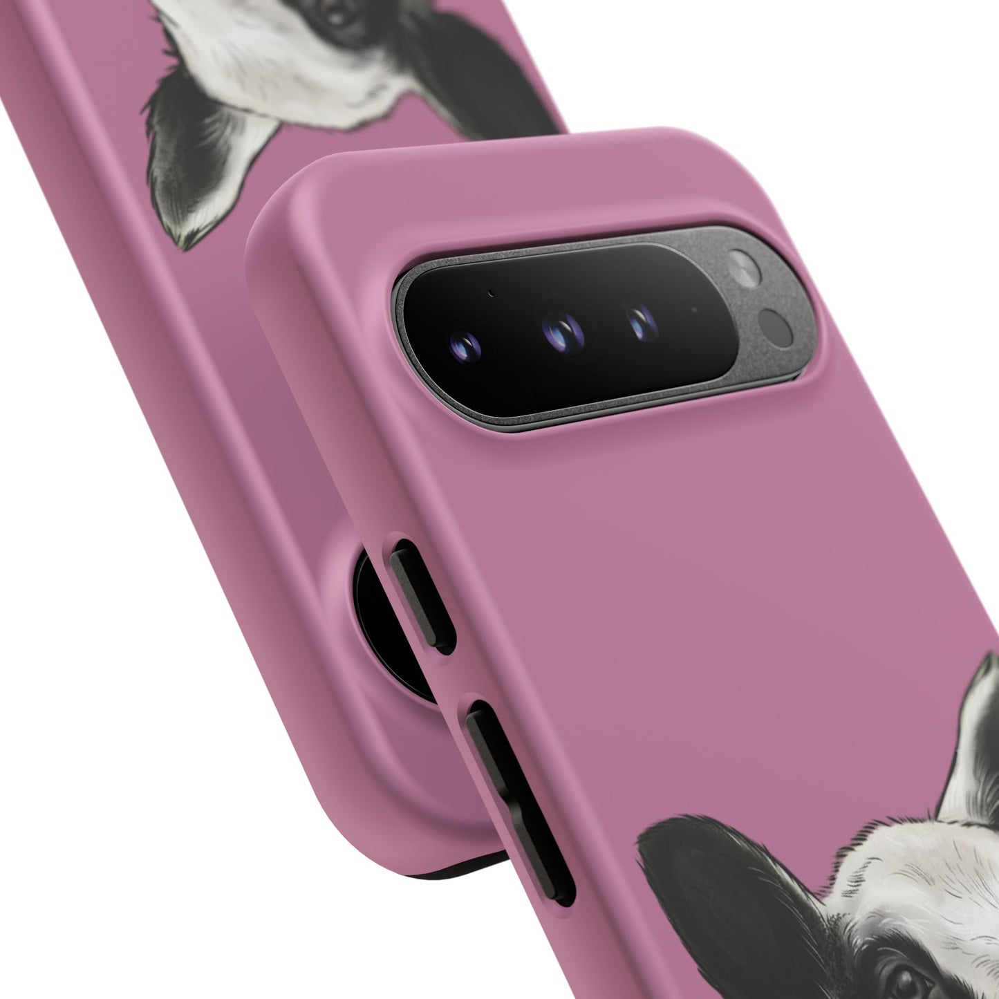 Pink Dutch Spotted Sheep Portrait Phone Case - Black & White Lamb Illustration Protective Cover